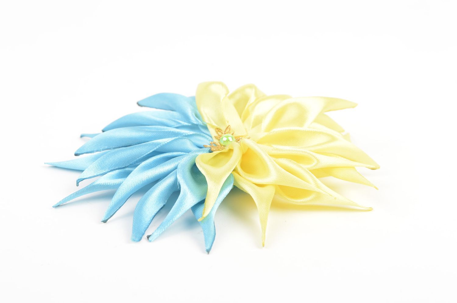 Handmade Kinder Haarspange festlicher Haarschmuck Haarspange Blume gelb blau foto 3
