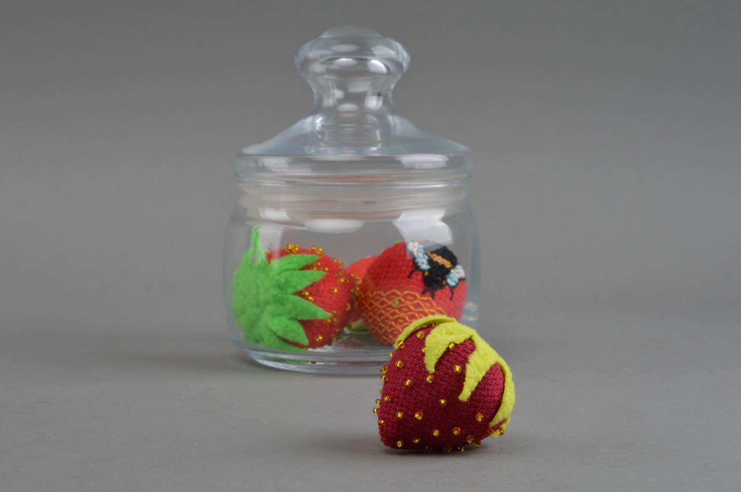 Handmade soft souvenir stylish textile toy unusual cute toy raspberry photo 1