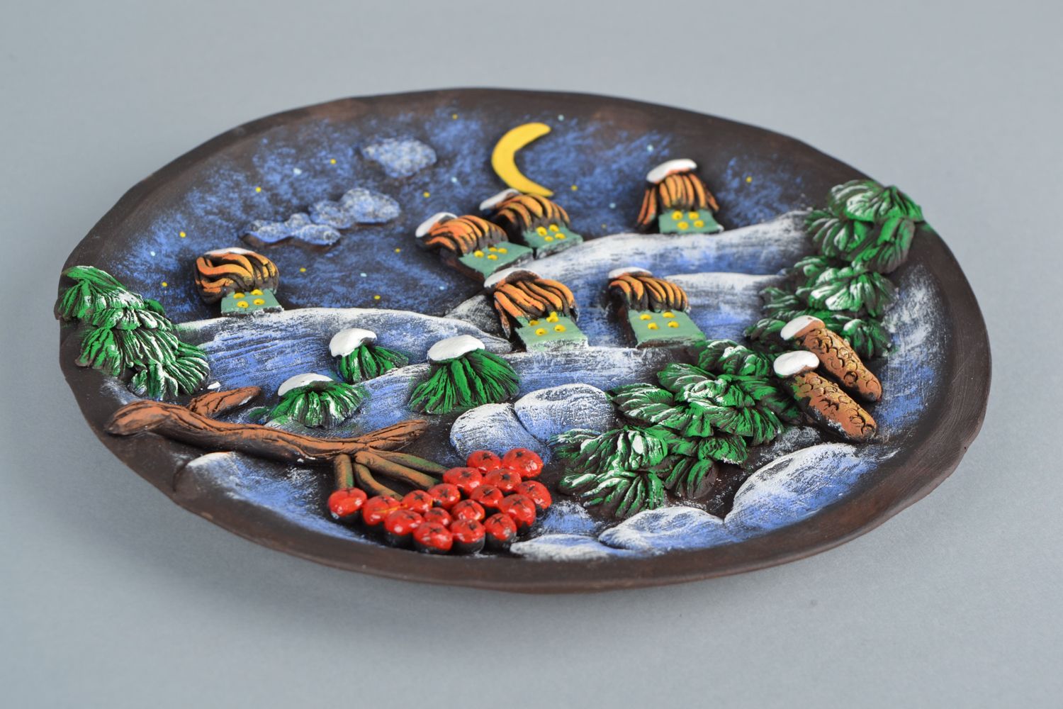 Handmade ceramic wall plate photo 4