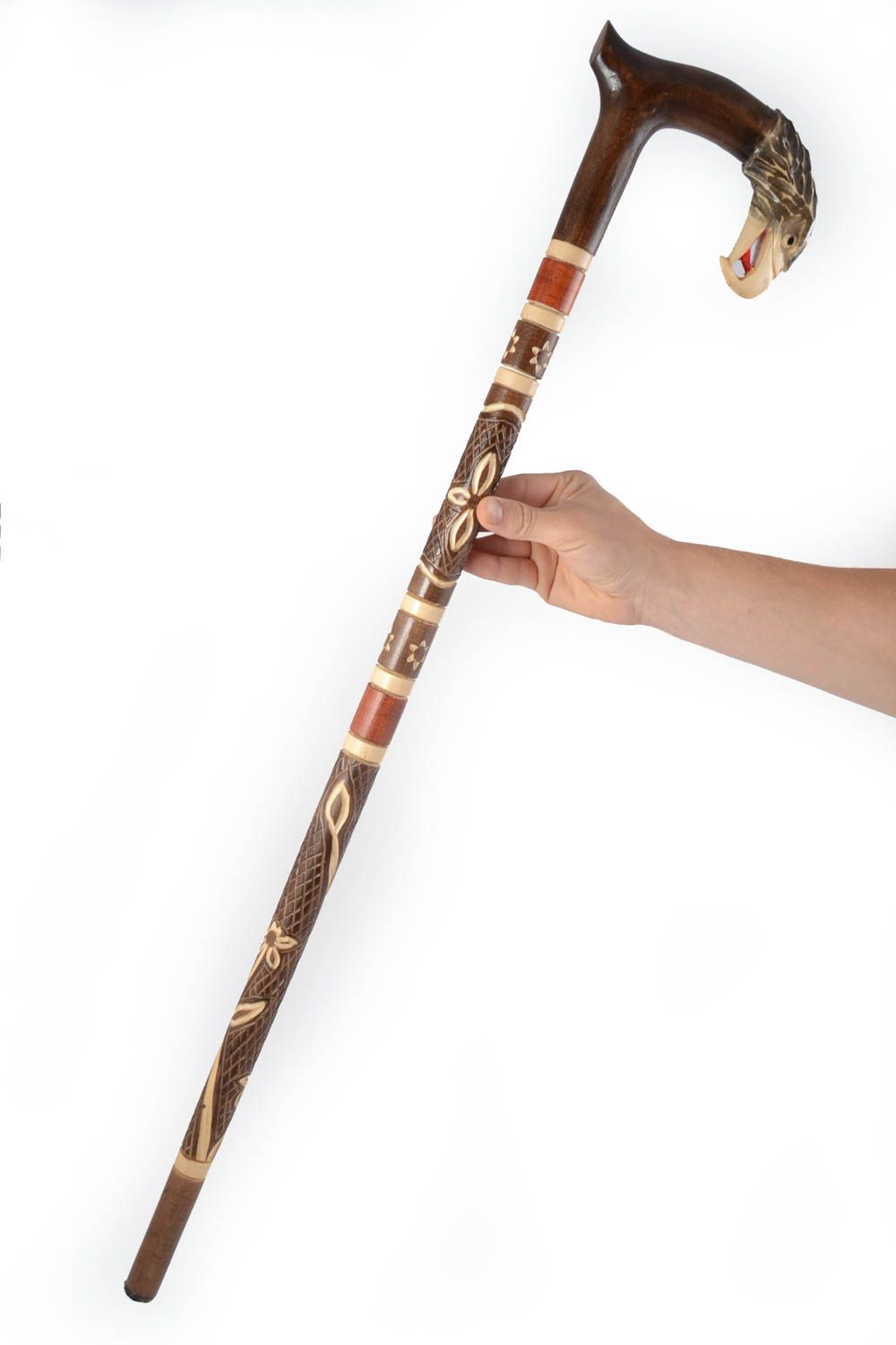 Handmade cane made of wood with knob in the form of eagle stylish walking stick photo 5