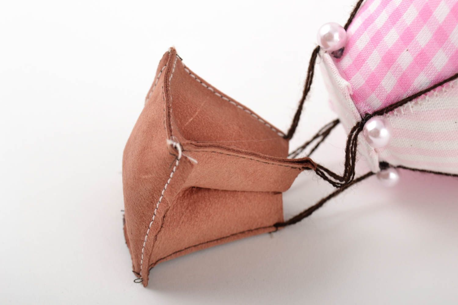 Textil Spielzeug handmade Deko Anhänger Stoff Kuscheltier Designer Geschenk rosa foto 2