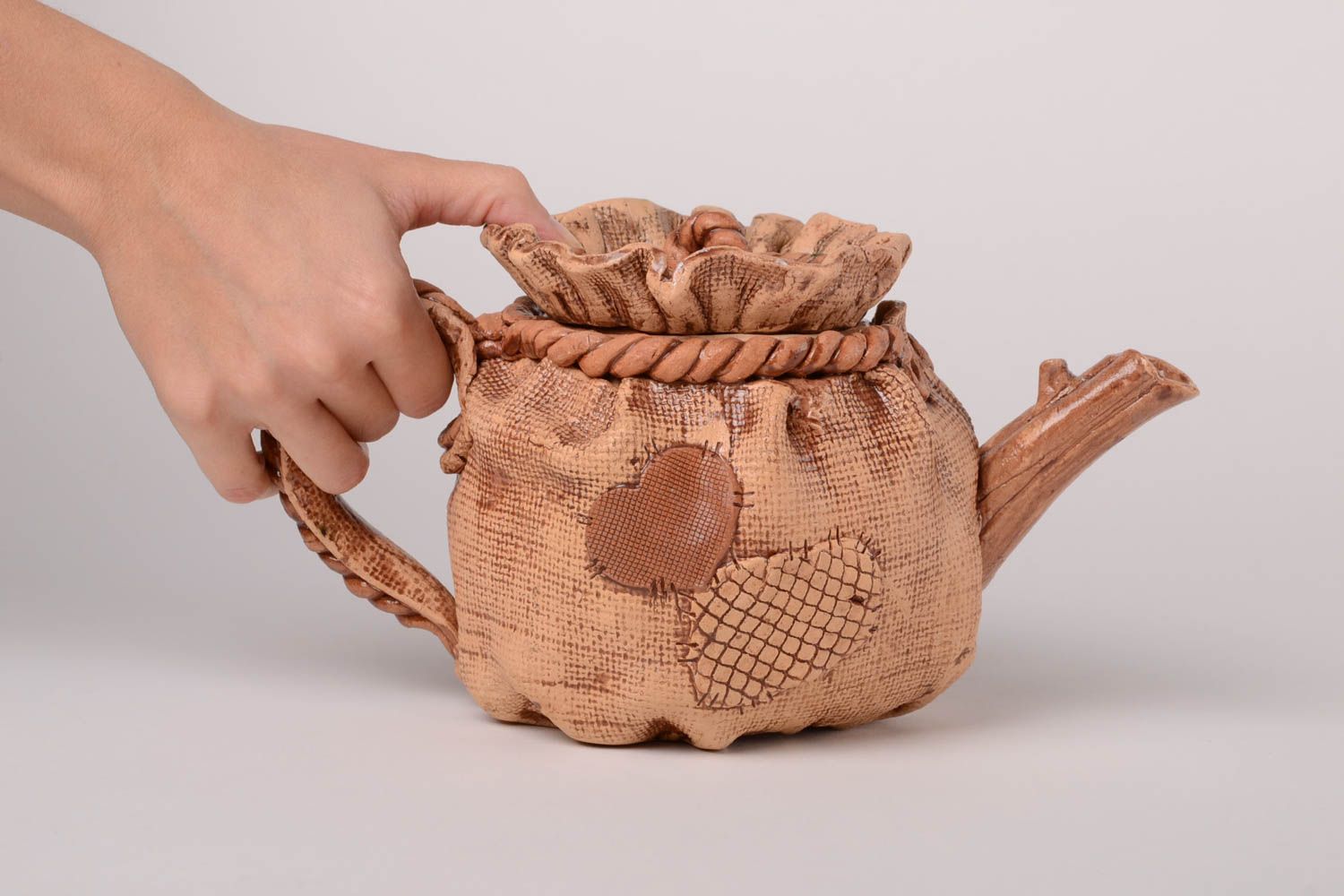 Beautiful handmade clay teapot stylized ceramic teapot pottery kitchenware photo 2