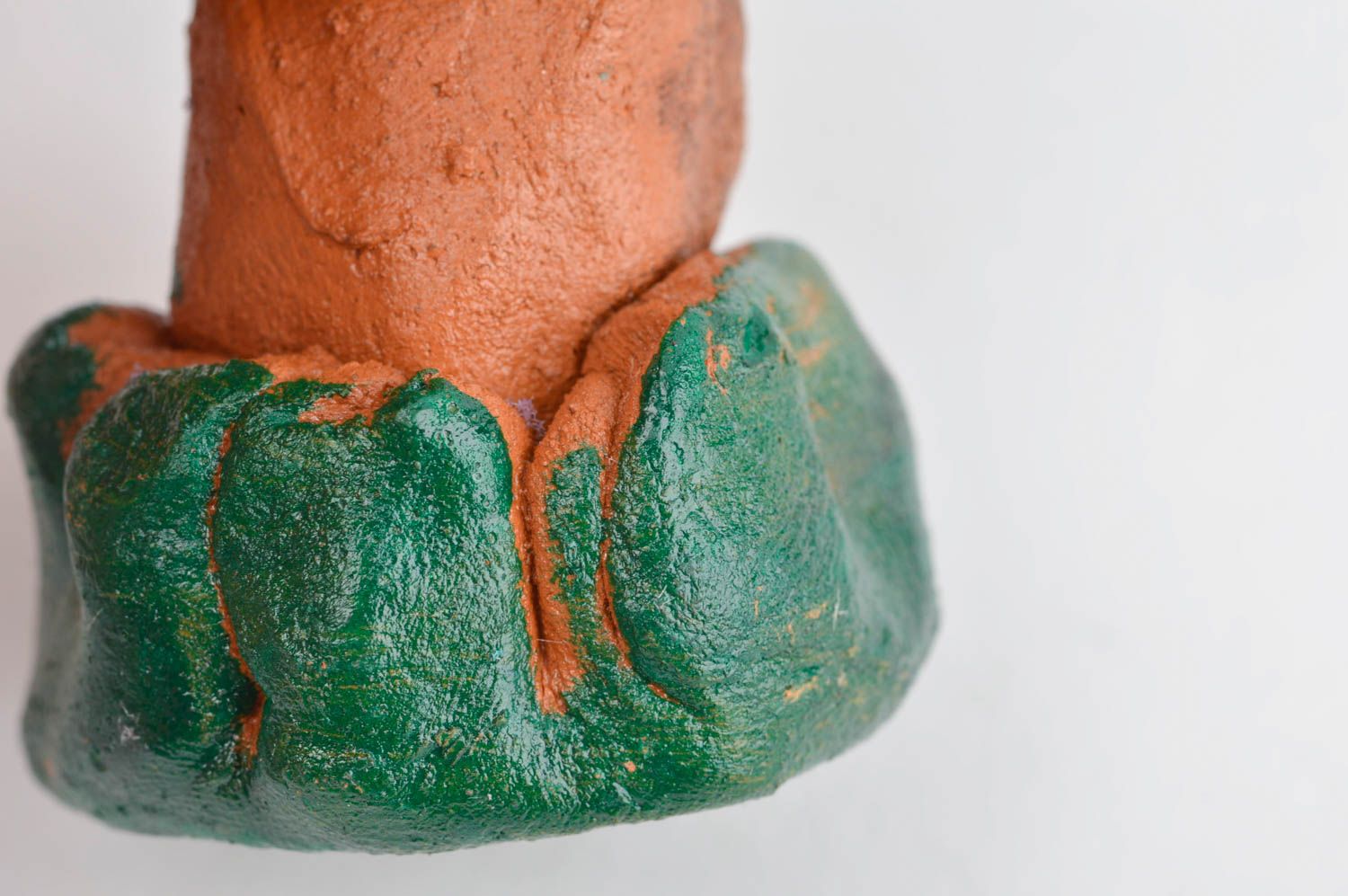 Фигурка из глины подарок ручной работы авторская статуэтка маленький грибочек фото 6