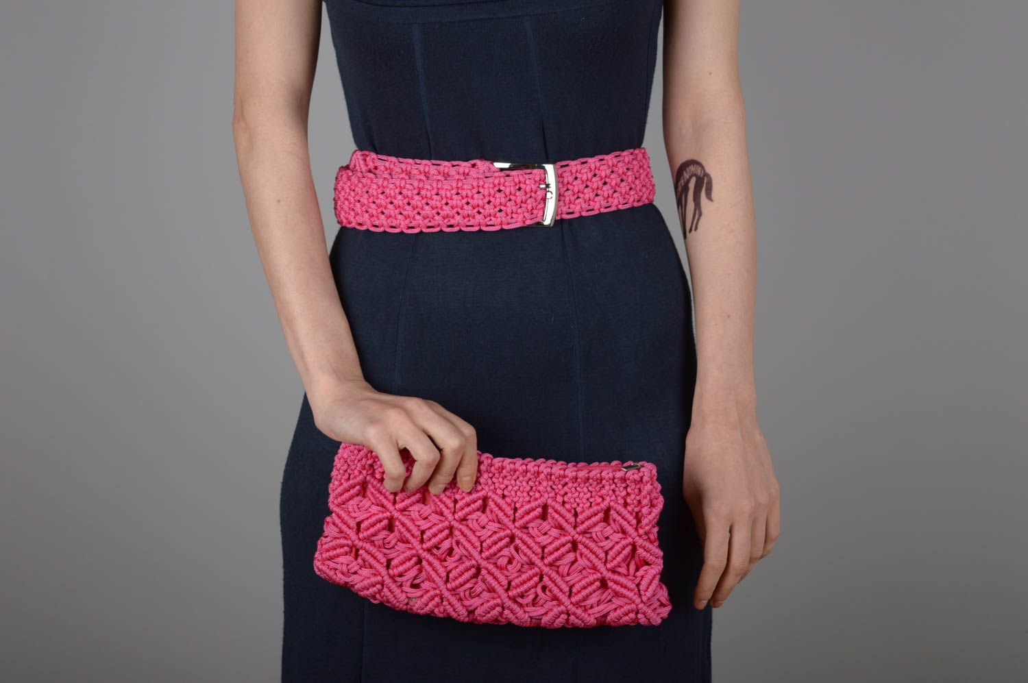 Handmade women accessories clutch bag womens belt macrame bag macrame belt photo 1