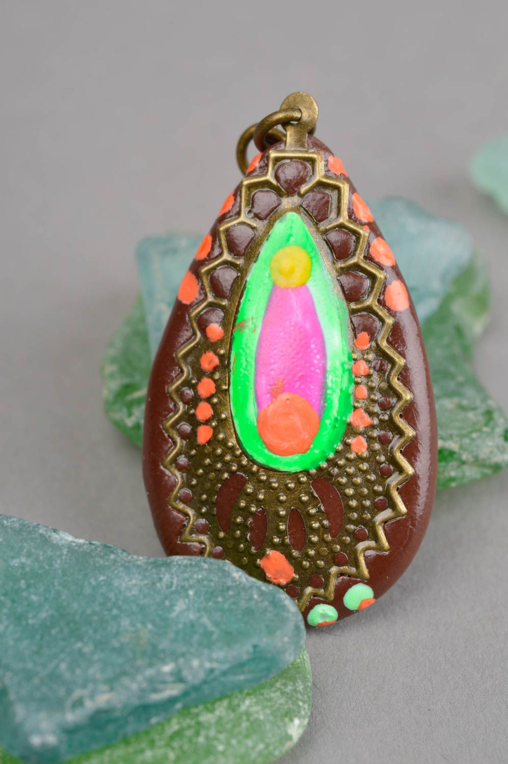 Bright handmade plastic neck pendant polymer clay ideas jewelry designs photo 1