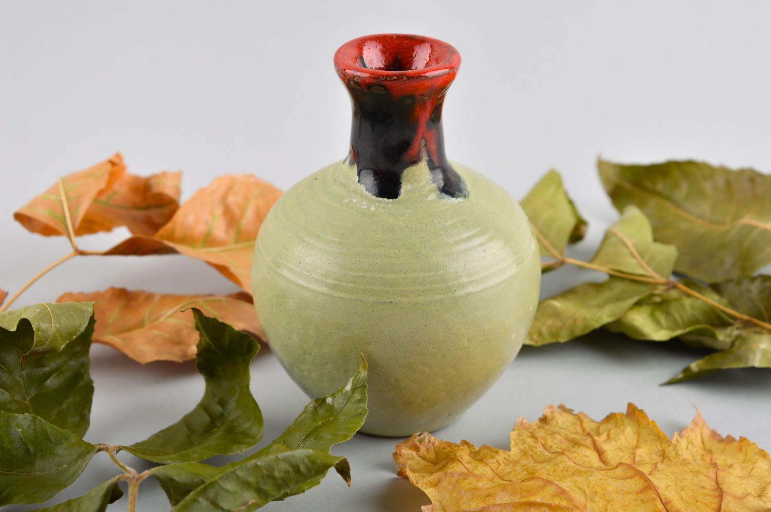 Vase argile fait main Vase rond Décoration intérieur Accessoire céramique photo 1