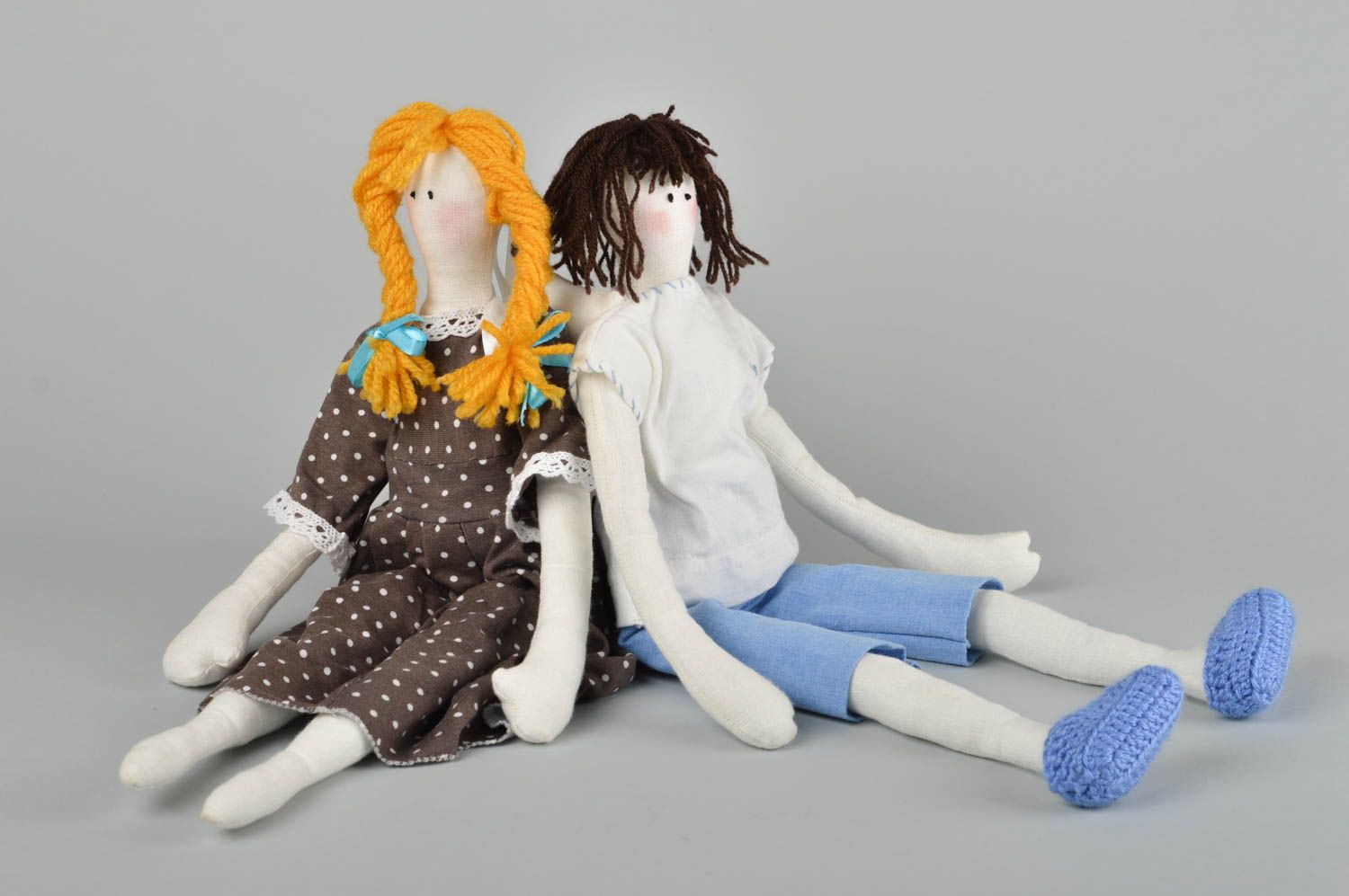 Puppen Set handmade Designer Puppen Deko Puppen weich Spielzeug Puppen 2 Stück foto 2