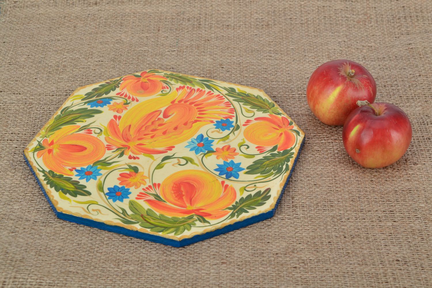 Decorative cutting board with Petrikov painting photo 1
