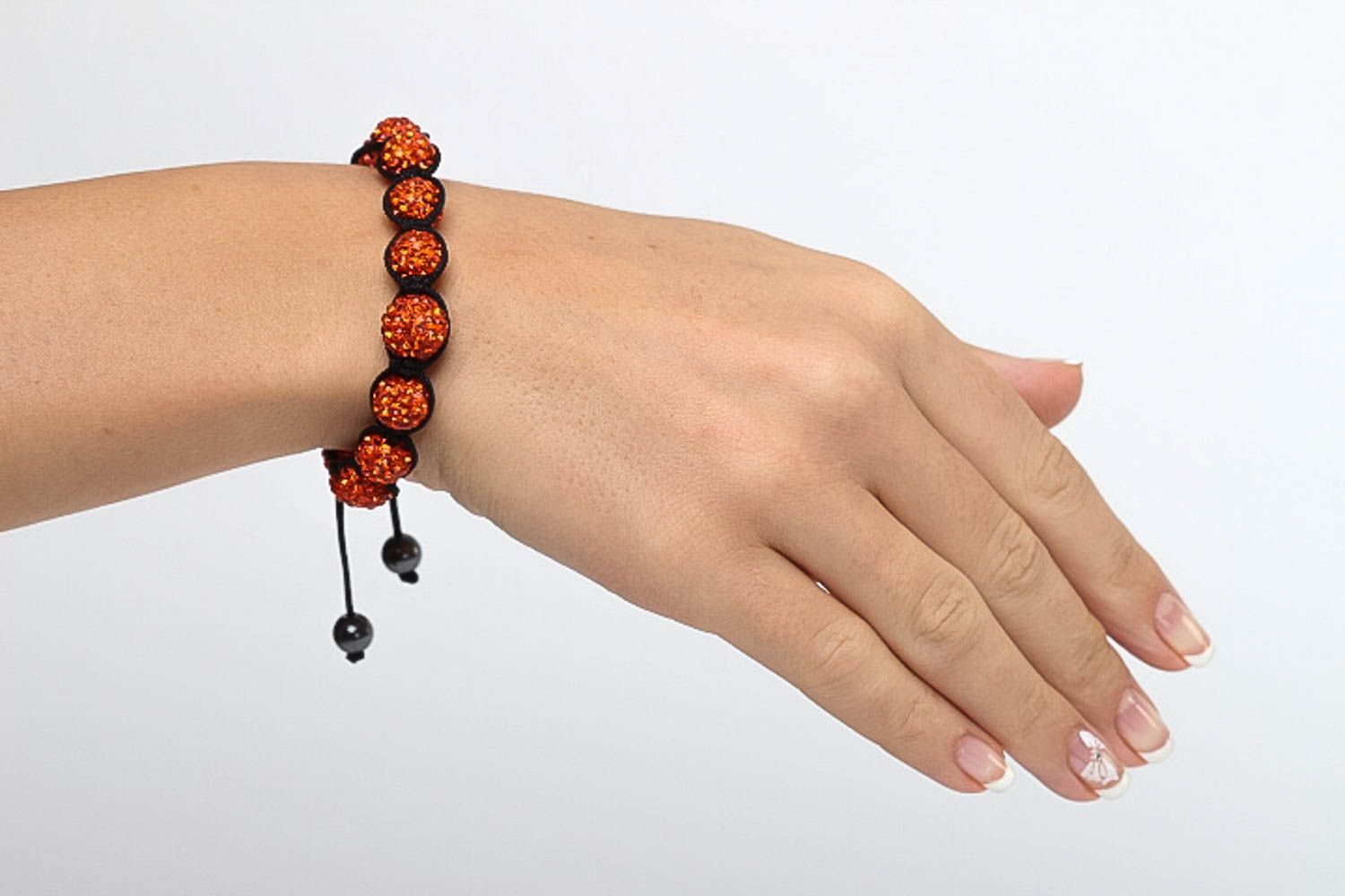 Black wax cord strand red beads bracelet for women photo 6