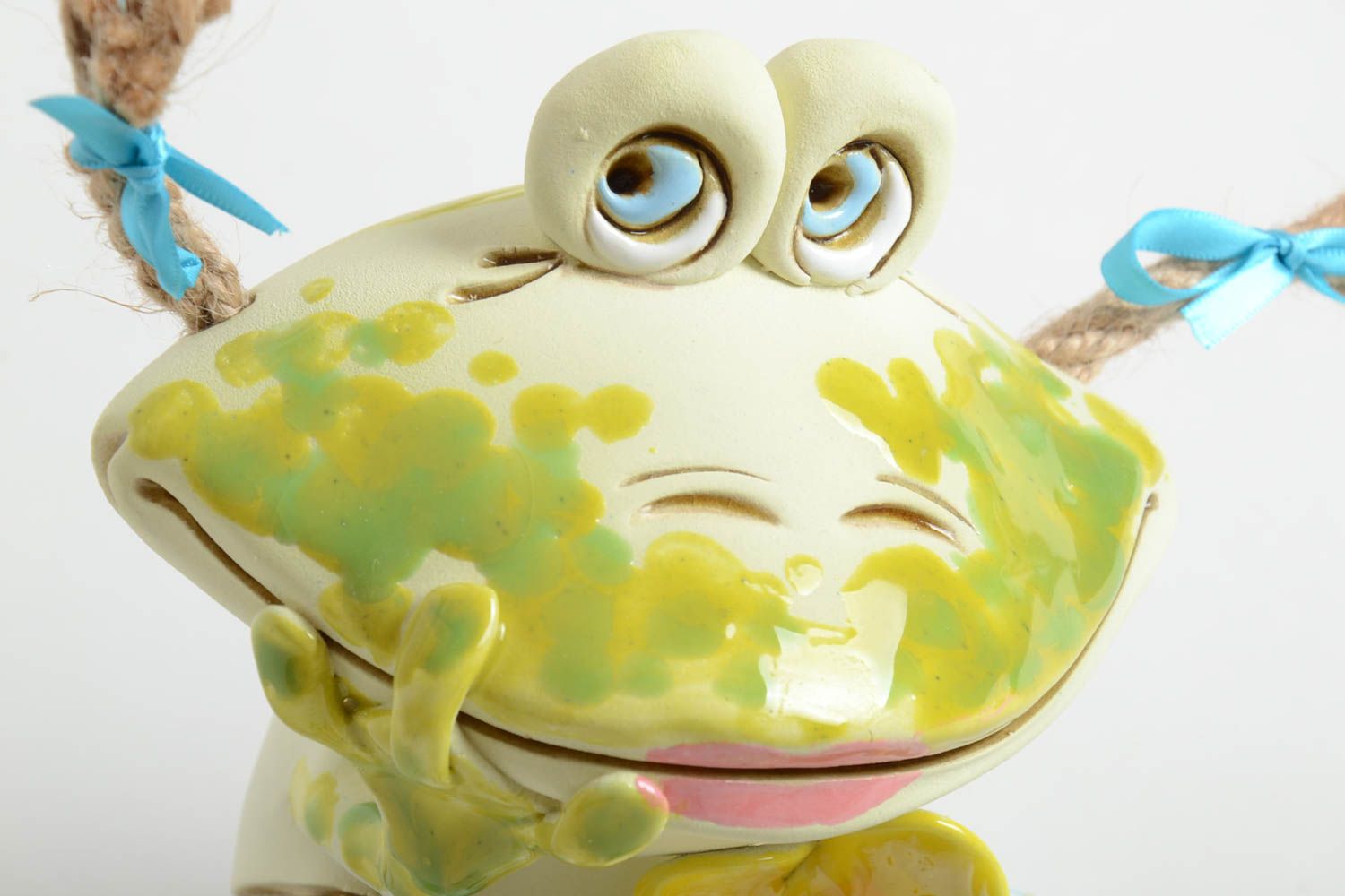 Handgemachte Keramik lustige Spardose Ton Deko Spardose für Kinder Frosch foto 3