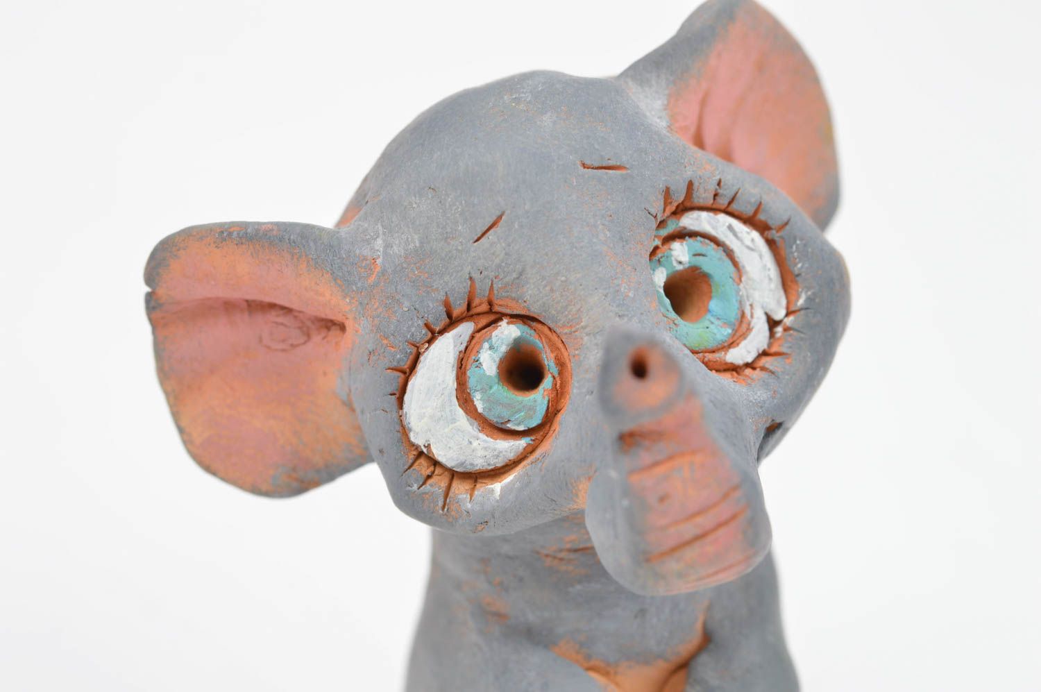 Статуэтка для декора слоненок ручной работы статуэтка животного фигурка из глины фото 5