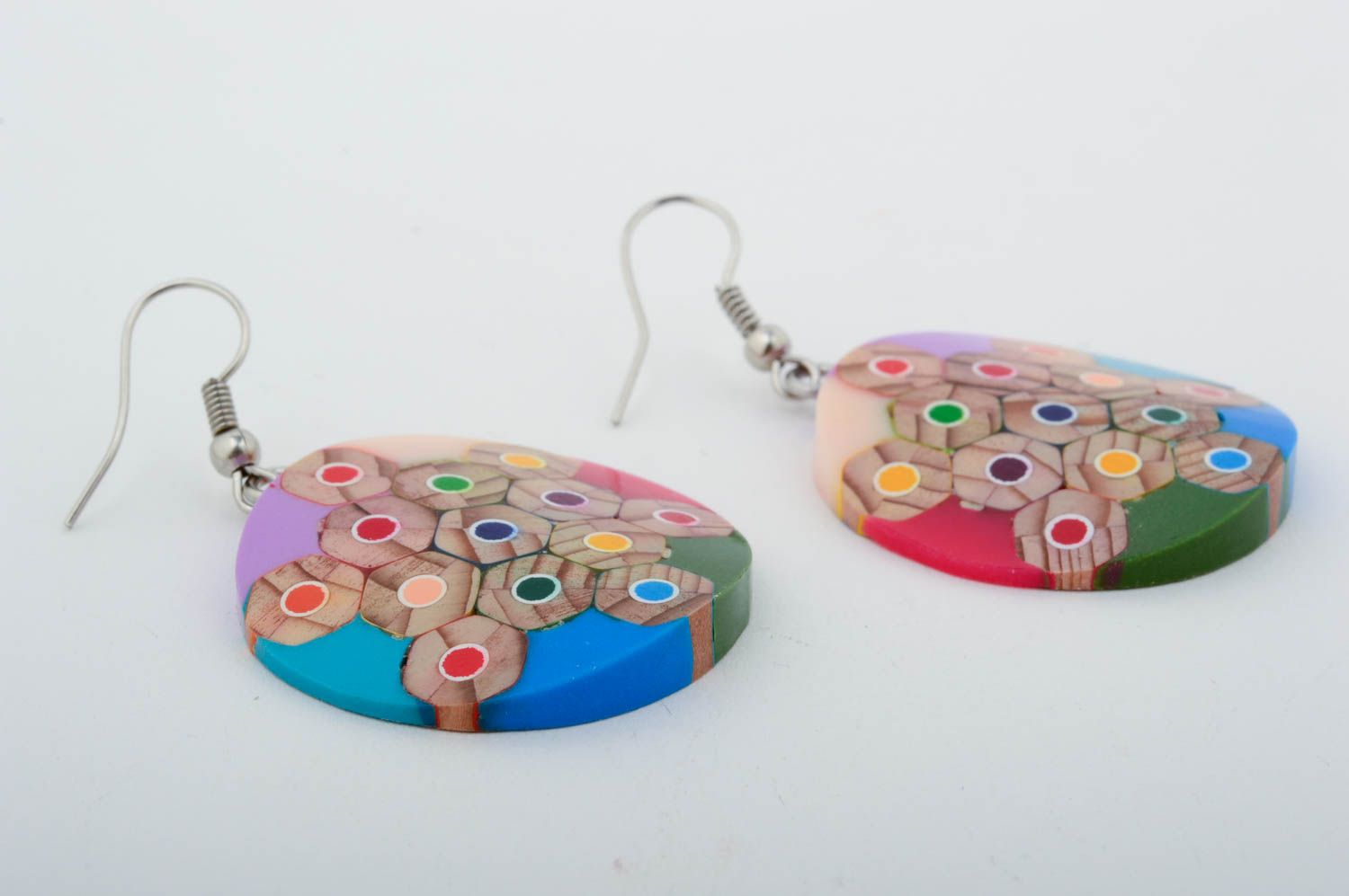 Handmade dangling earrings unusual summer jewelry bright colorful earrings photo 4