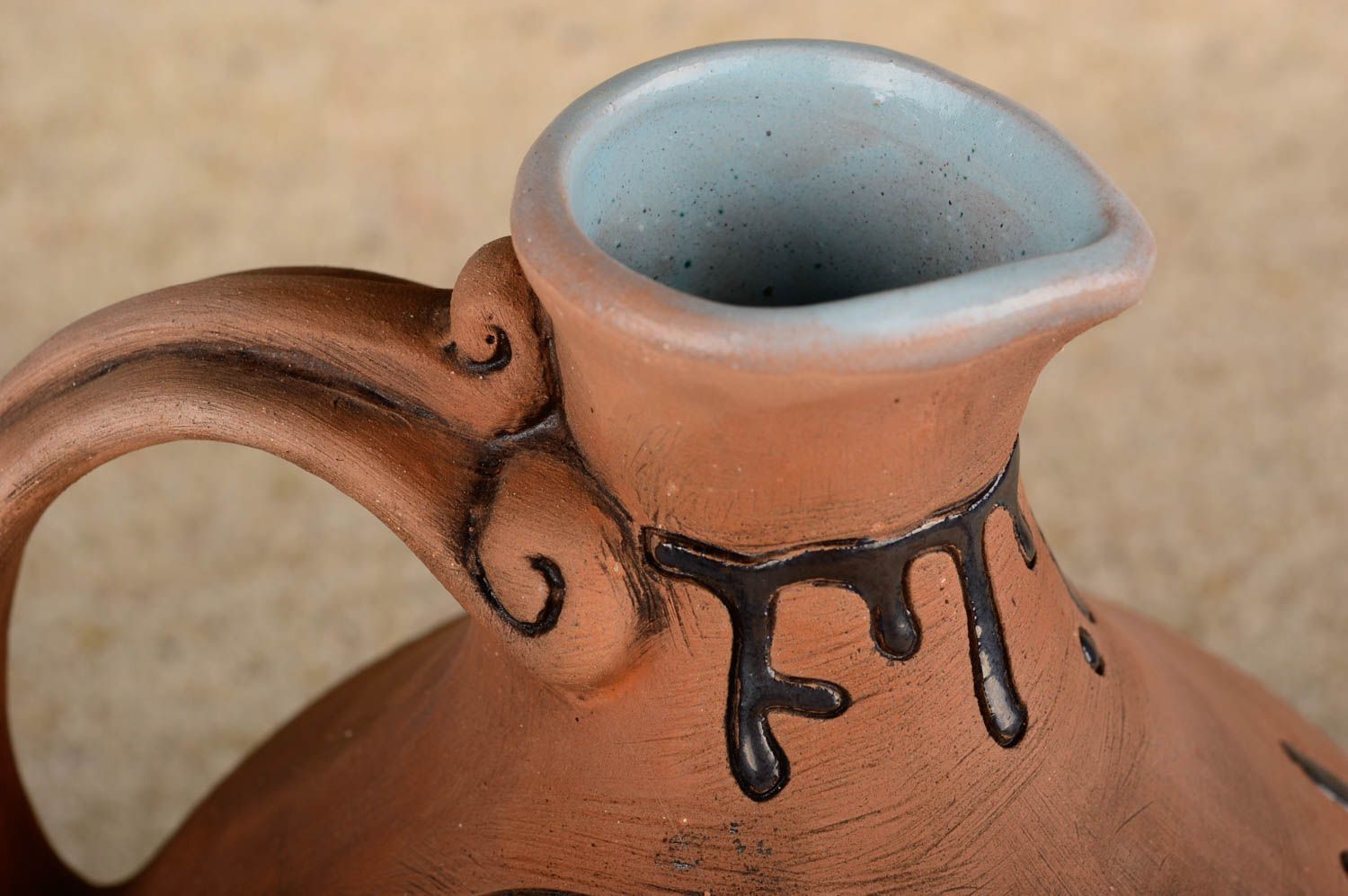 Wasser Krug handmade Keramik Karaffe Küchen Zubehör Keramik Krug in Braun  foto 3