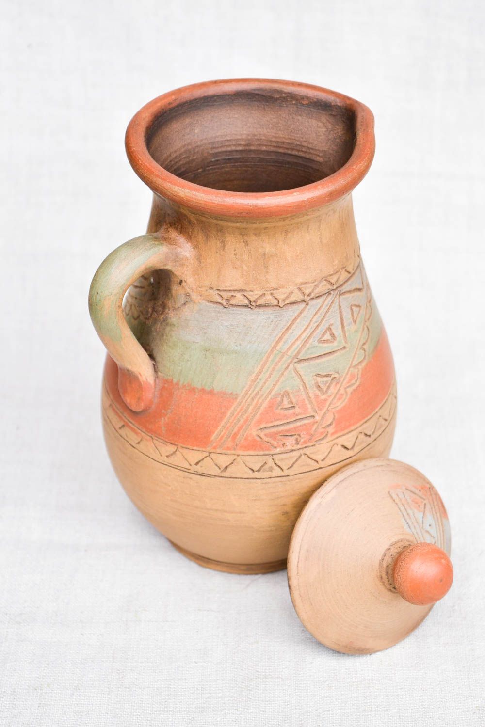 60 oz ceramic Italian style milk pitcher great ceramic pottery 10 inches 2,4 lb photo 3