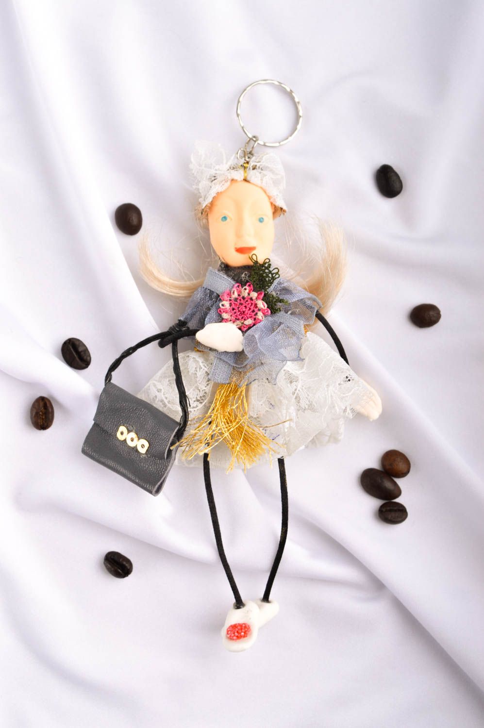 Handmade rag doll collectible dolls bag charm room ideas decorative use only photo 1