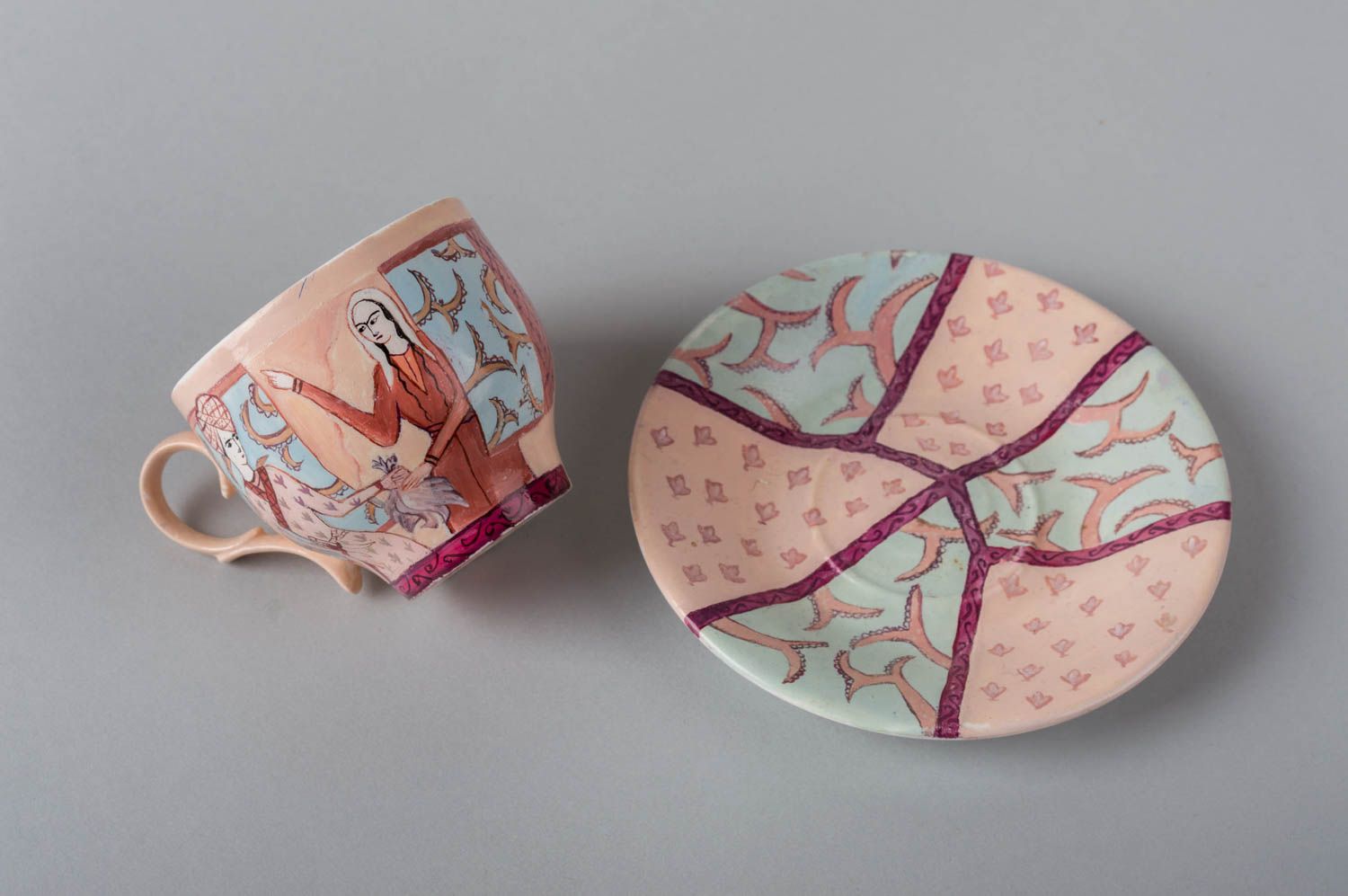 Handmade Keramik Tasse Tasse und Untertasse Tee Geschirr Keramik Geschirr schön foto 4