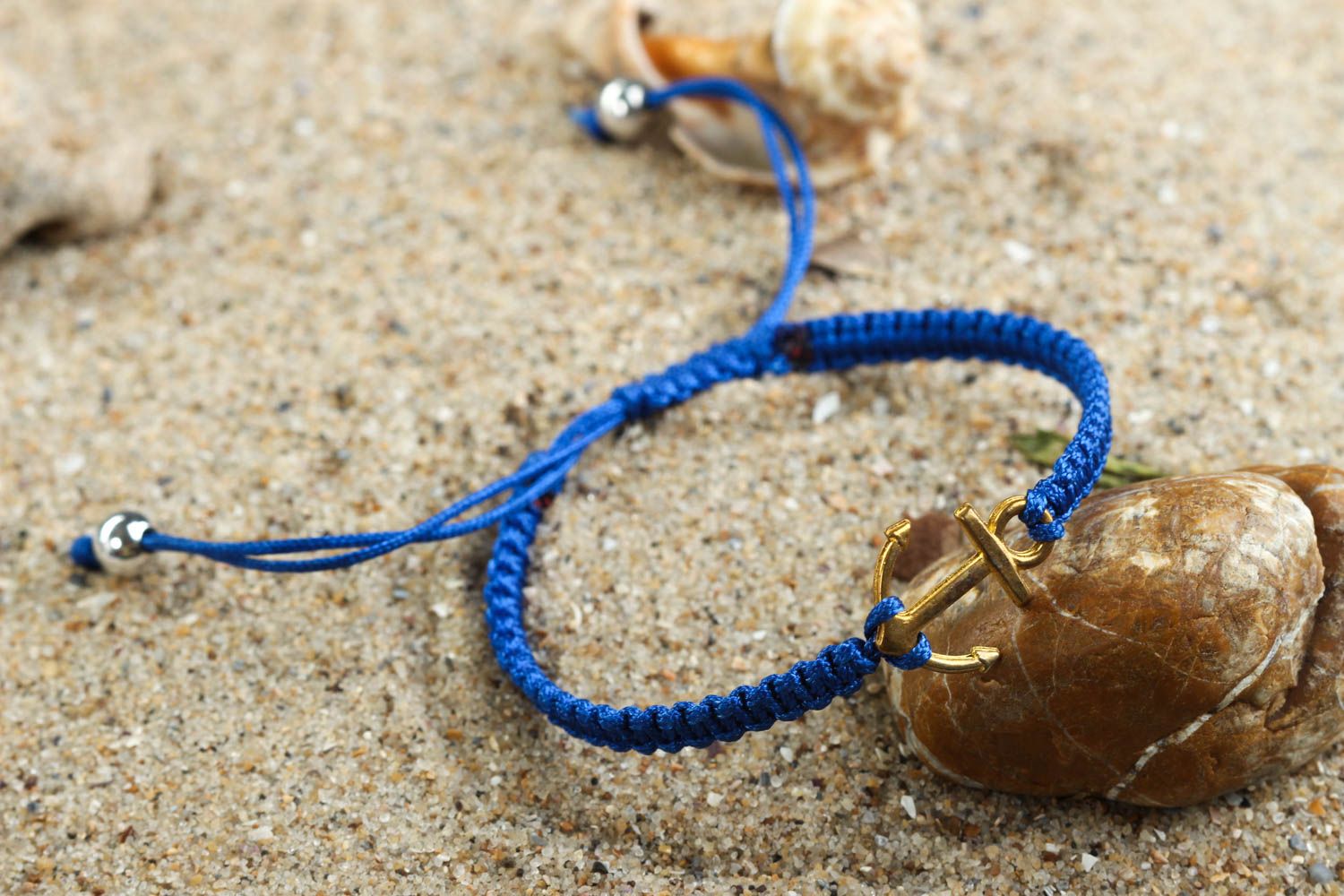 Браслет с якорем ручной работы украшение в морском стиле модный браслет синий фото 1