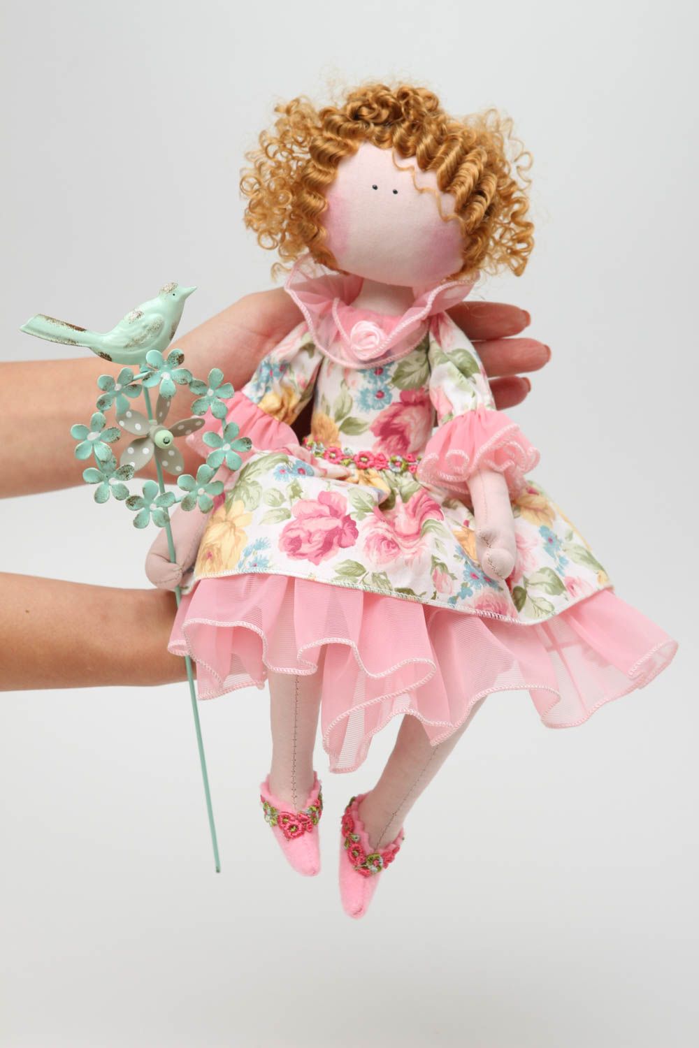 Unusual handmade soft toy rag doll nursery design gift ideas decorative use only photo 5