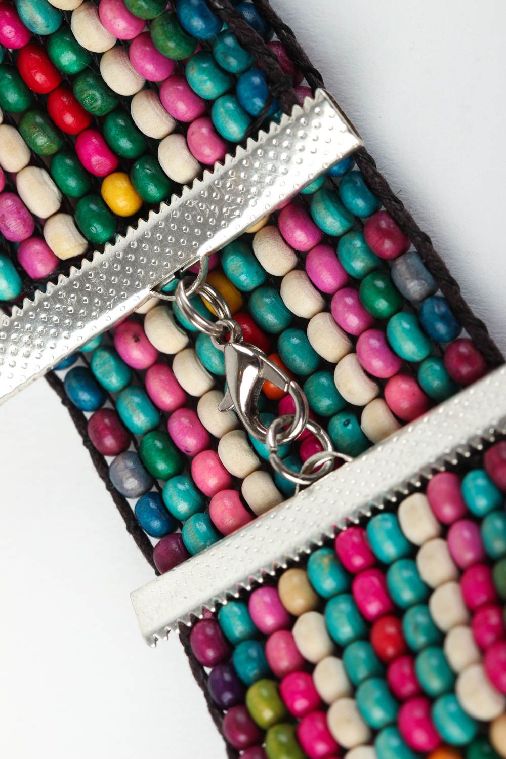 Bracelet large Bijou fait main perles de bois multicolore Cadeau femme photo 5