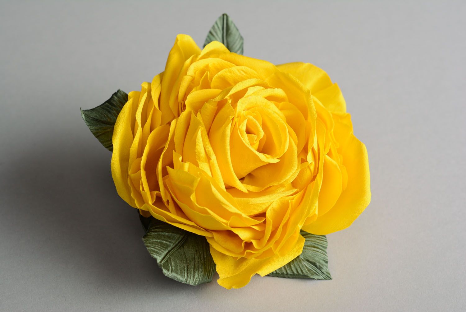Blumen Brosche aus Stoff gelbe Rose foto 2