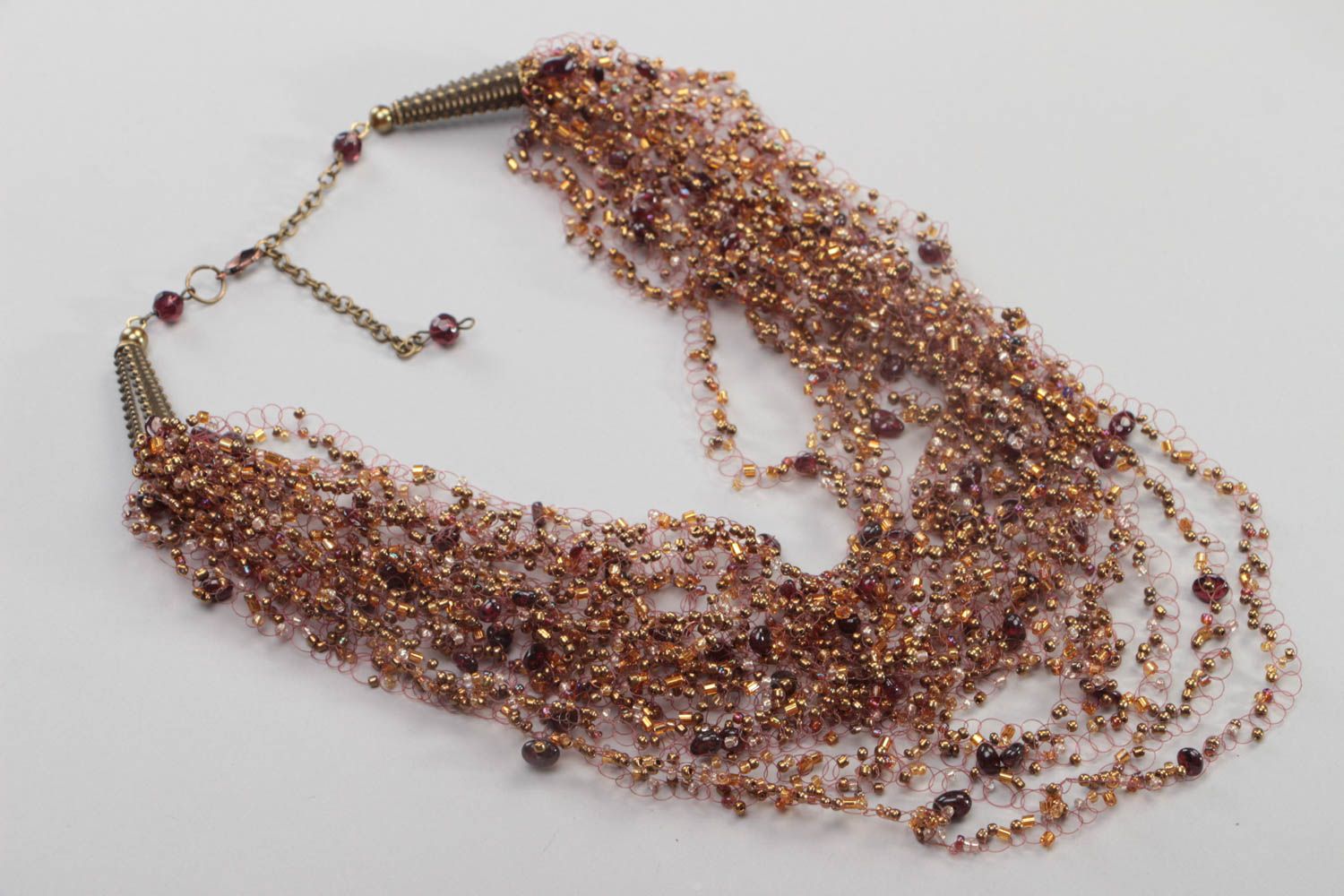 Woven handmade necklace beaded elegant accessory beautiful designer jewelry photo 2