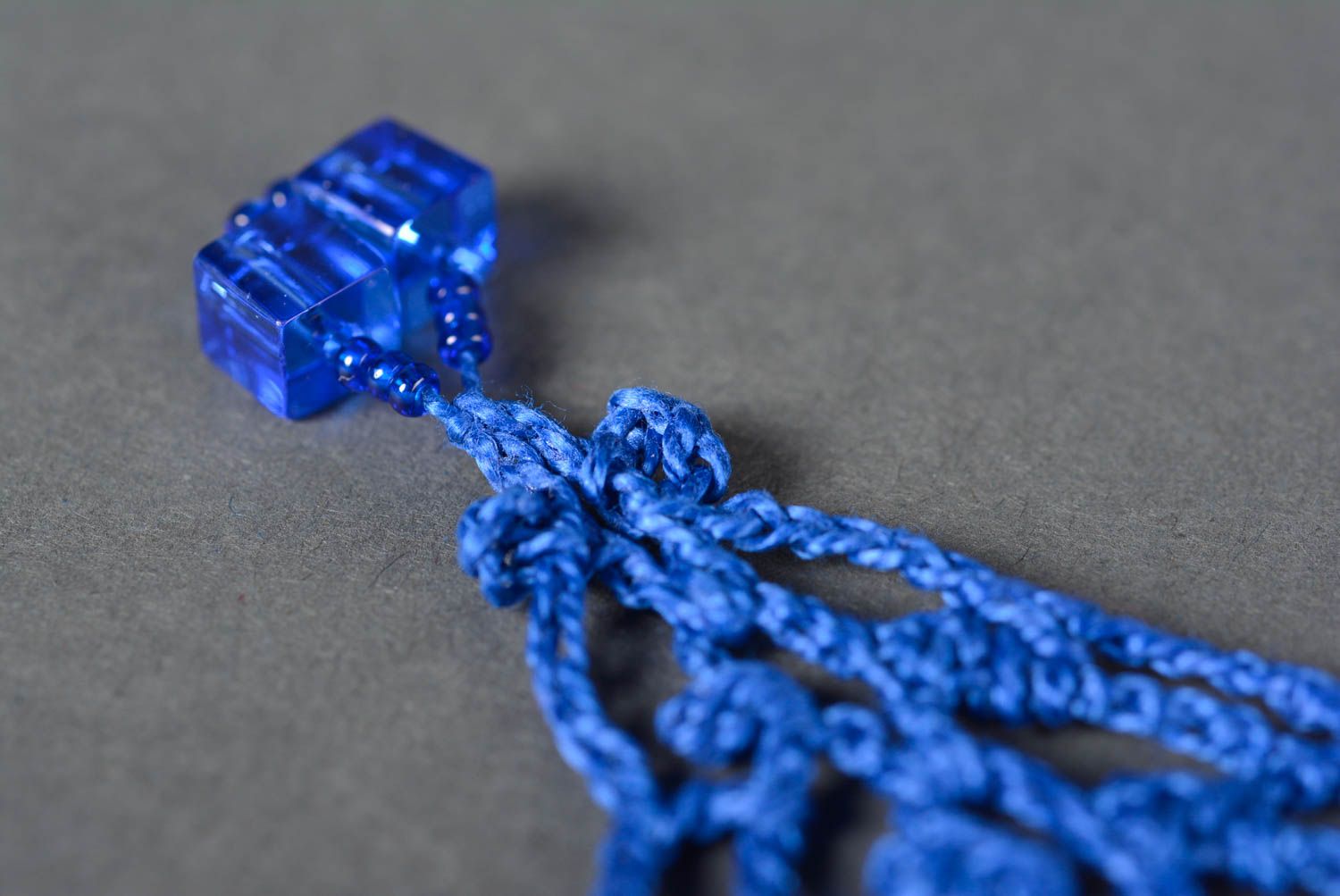 Napperon bleu fait main Textile de table au crochet en coton verre Déco maison photo 5