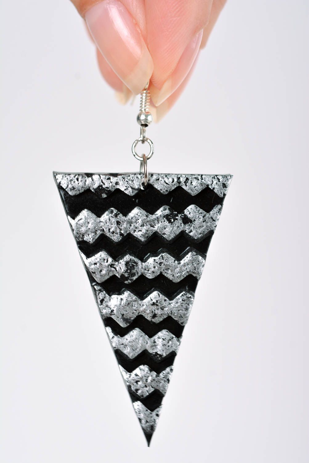 Handmade earrings clay pendant designer set of accessories unusual jewelry photo 4