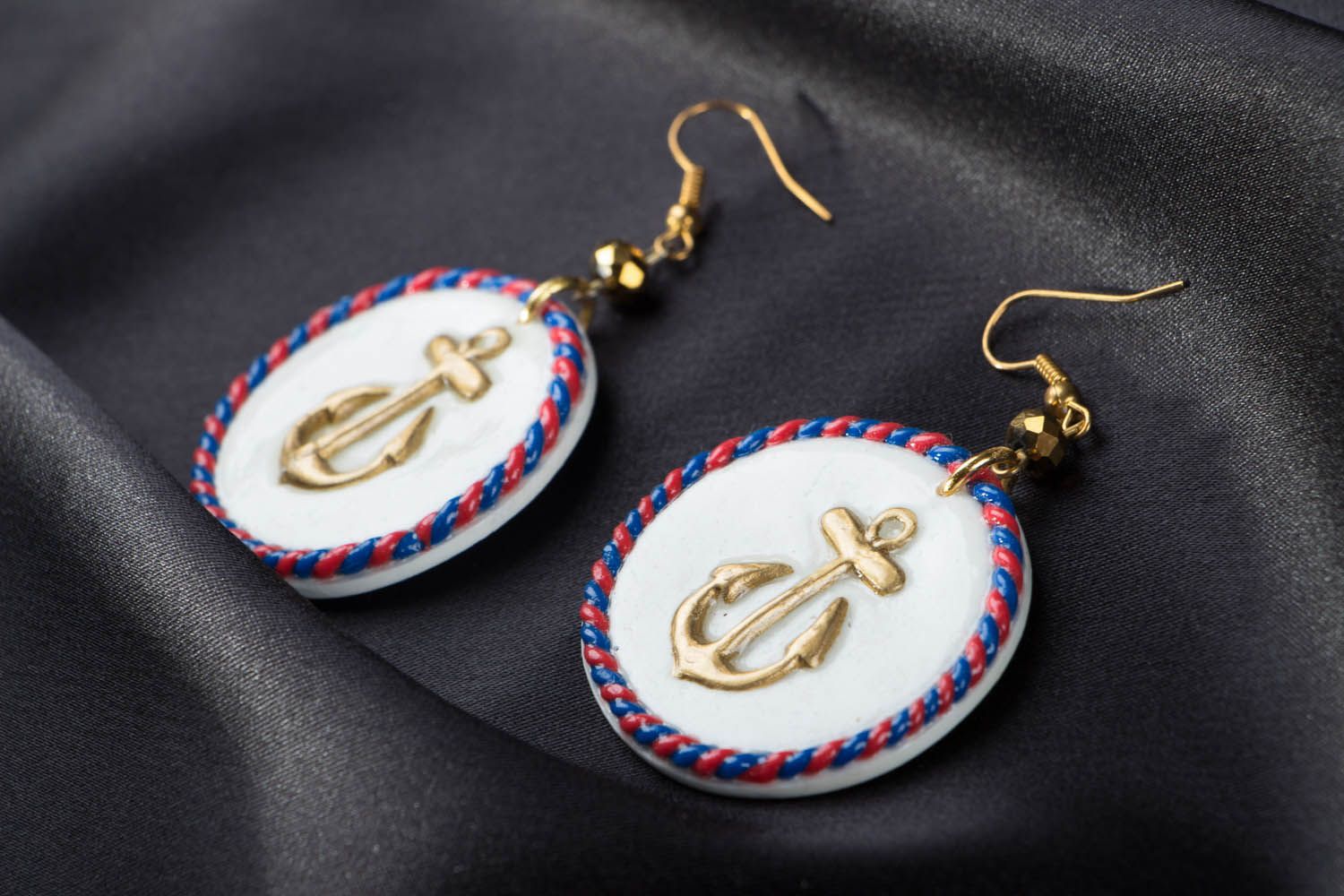 Polymer clay earrings in marine style photo 2