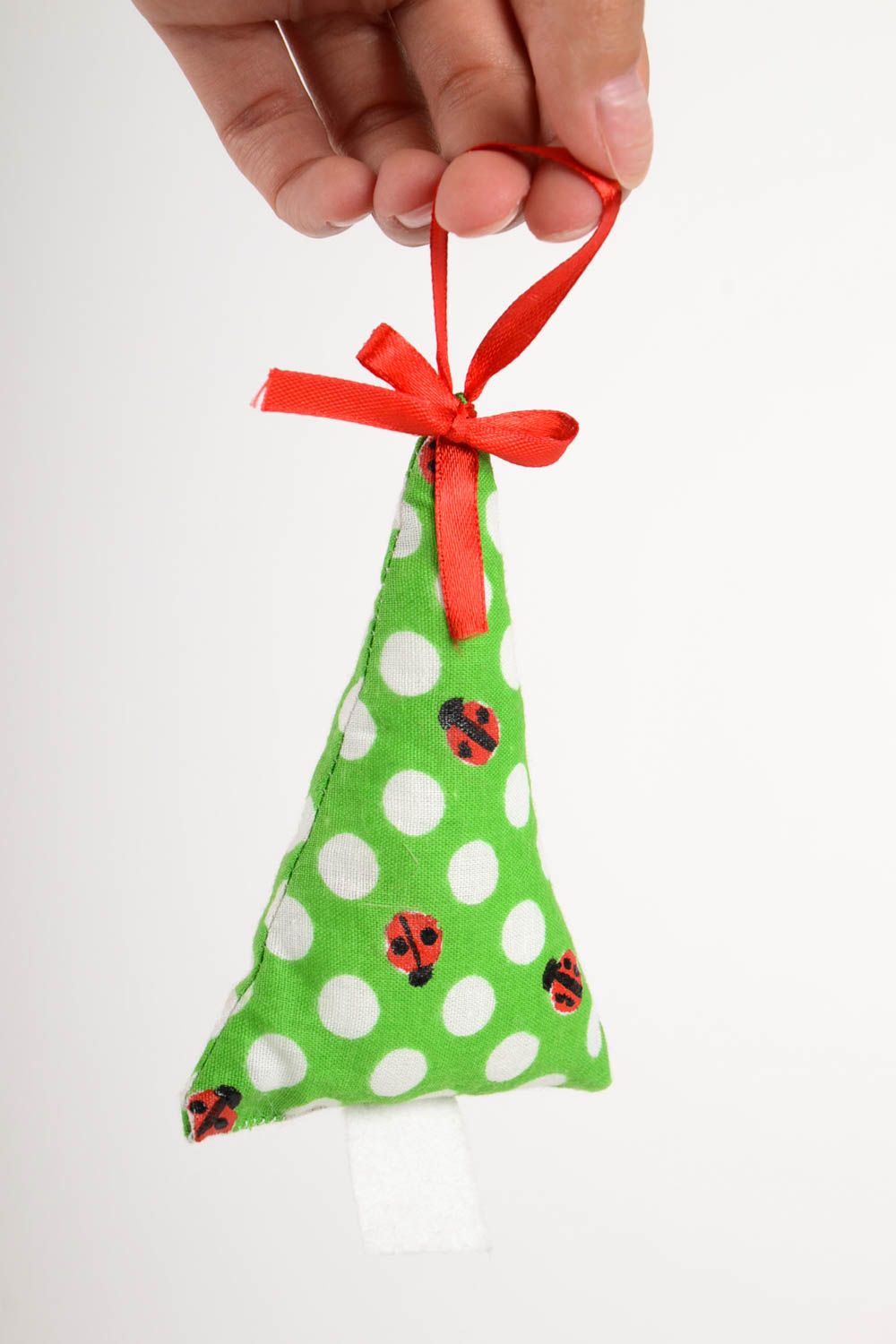 Зеленая елочка ручной работы мягкая игрушка декор для дома мягкая подвеска фото 3