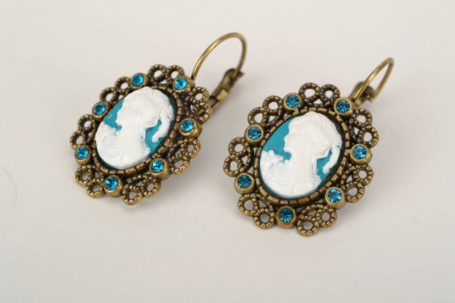 Handmade polymer clay earrings Turquoise photo 3