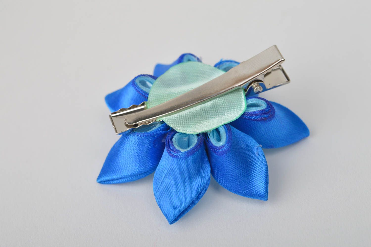 Unusual handmade flower barrette designer hair clip kanzashi flowers gift ideas photo 5