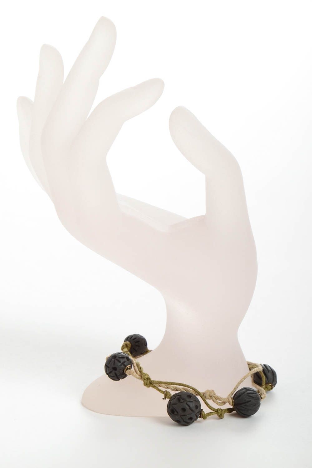 Bracelet céramique Bijou fait main avec perles rondes fin Accessoire femme photo 3