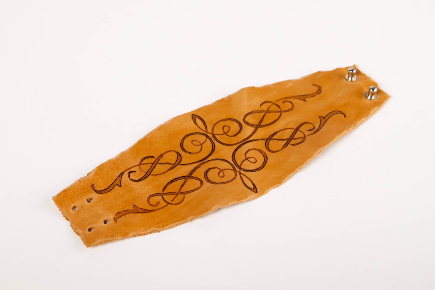 Pulsera de cuero hecha a mano regalo original brazalete artesanal color amarillo foto 3