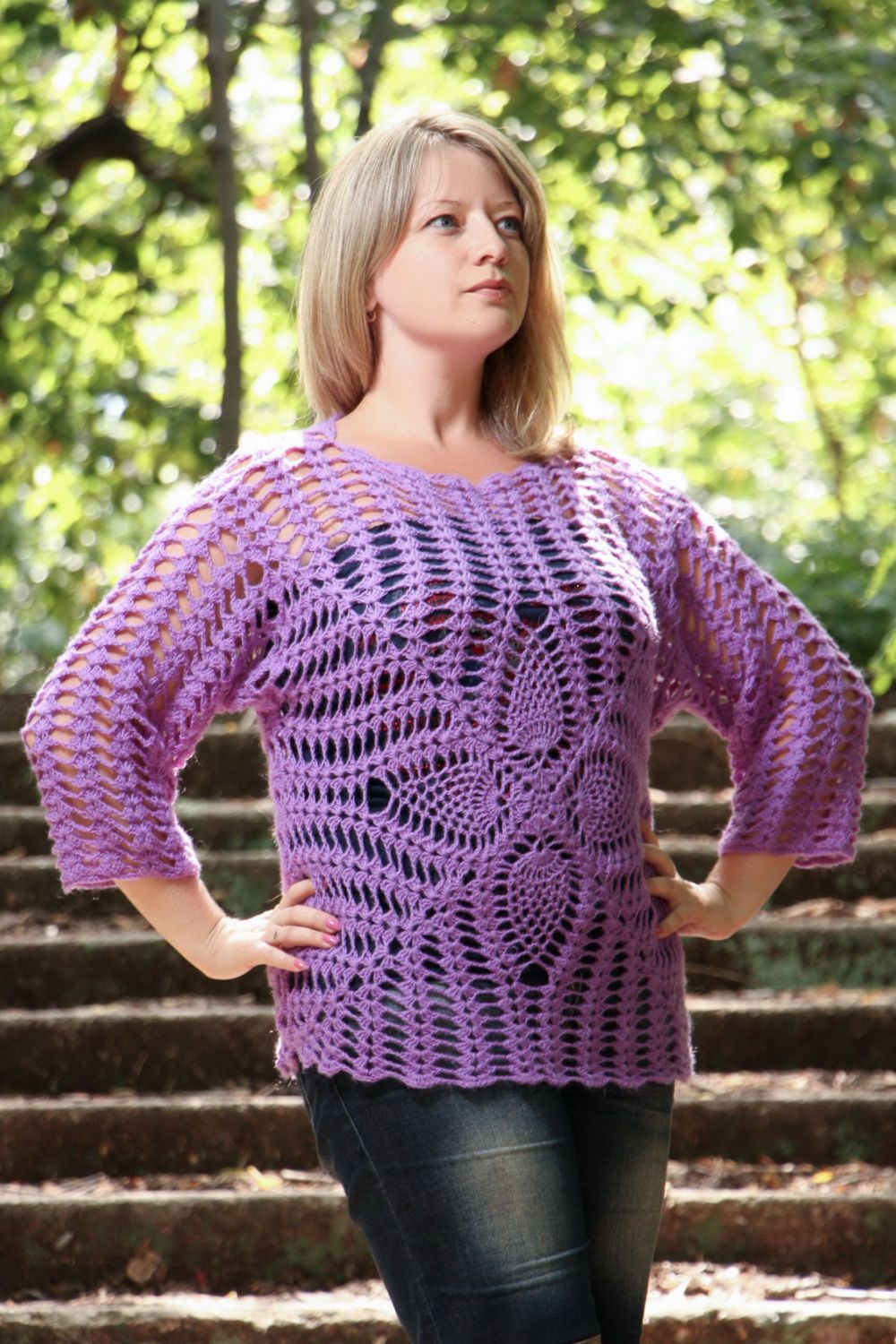 Jumper with open-work knitting photo 4