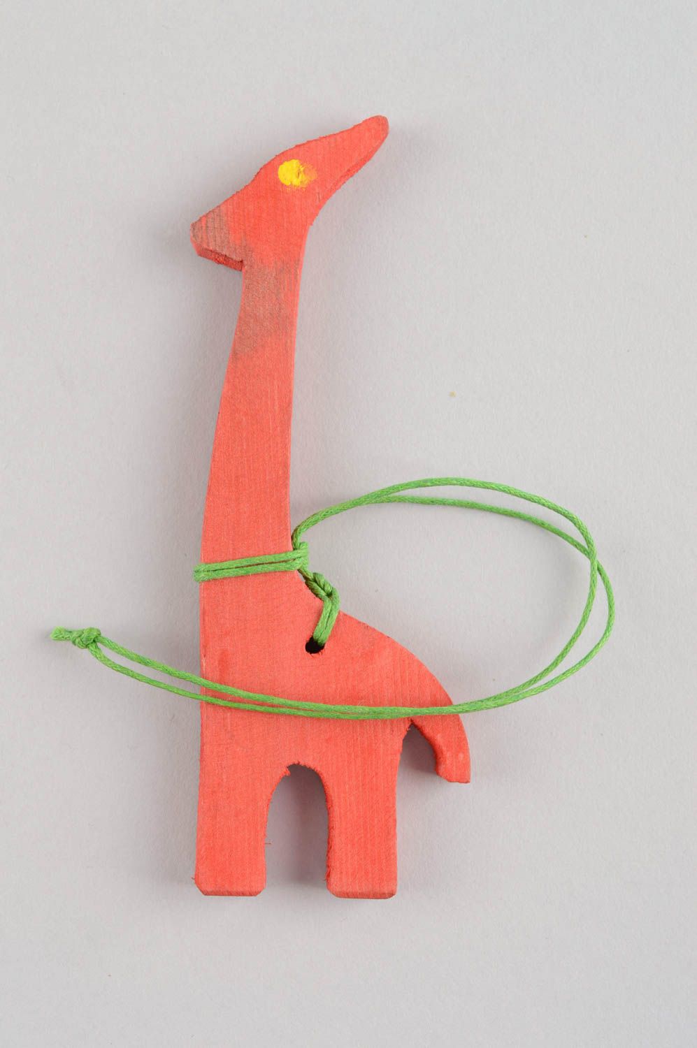 Handmade decorative wall hanging small wooden toy red giraffe for child's room photo 4