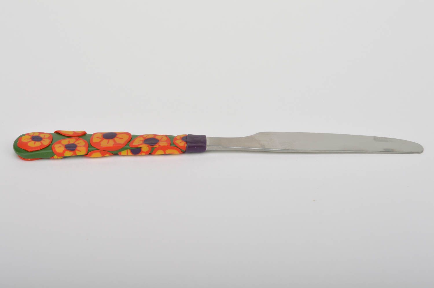 Couteau de table avec anse en pâte polymère fait main original ustensile design photo 5