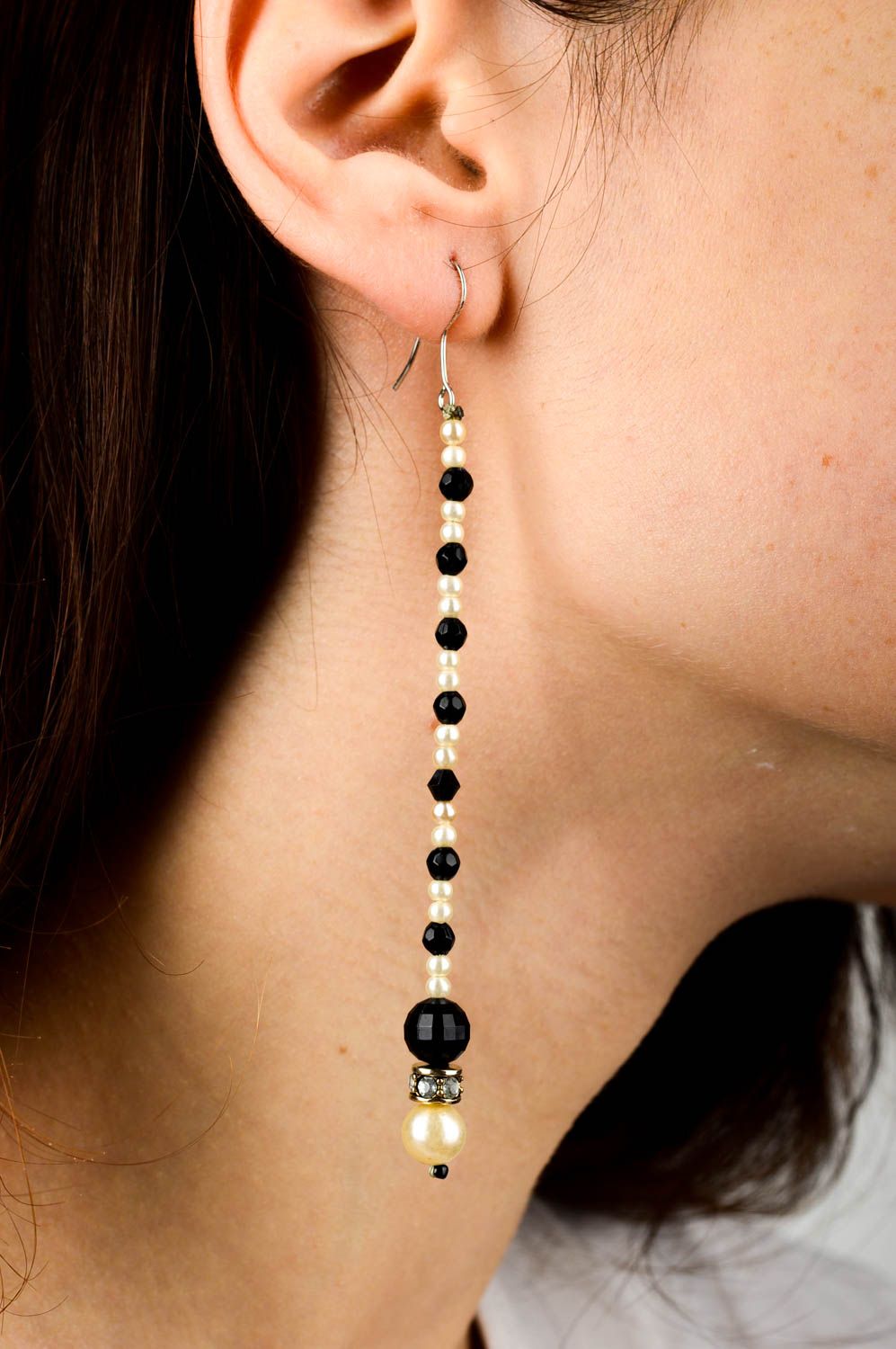 Beaded handmade earrings women long earrings designer earrings metal jewelry photo 2