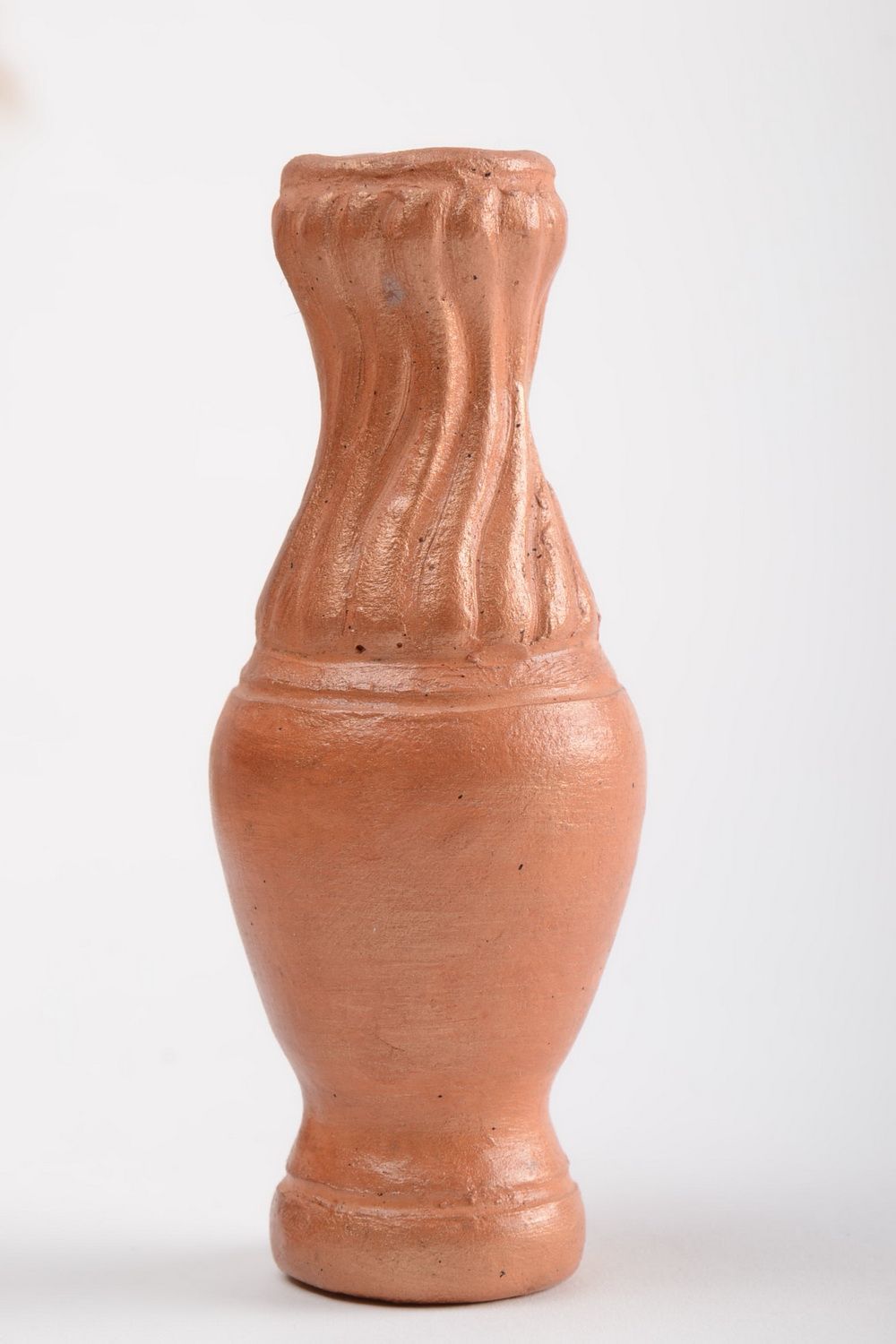 Petit vase céramique marron clair fait main original décoration pour intérieur photo 2