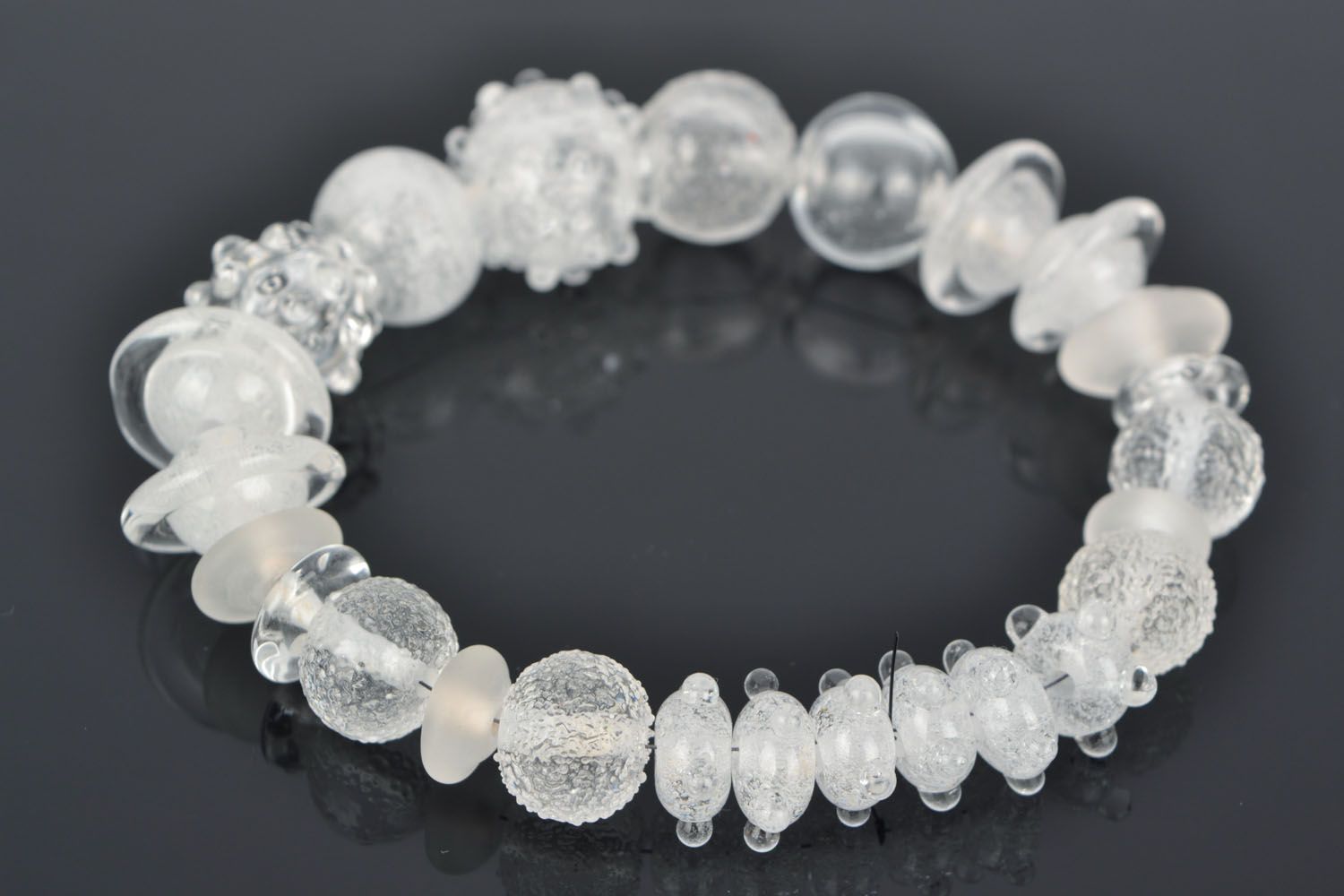 Kit de perles en verre blanc fait main photo 4