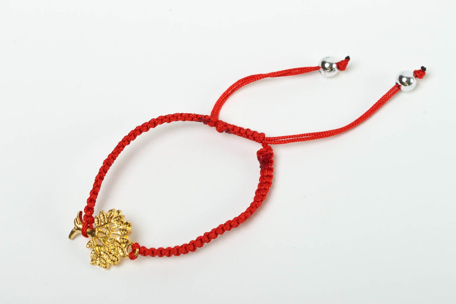 Bracelet textile Bijou fait main rouge talisman Accessoire femme original photo 2