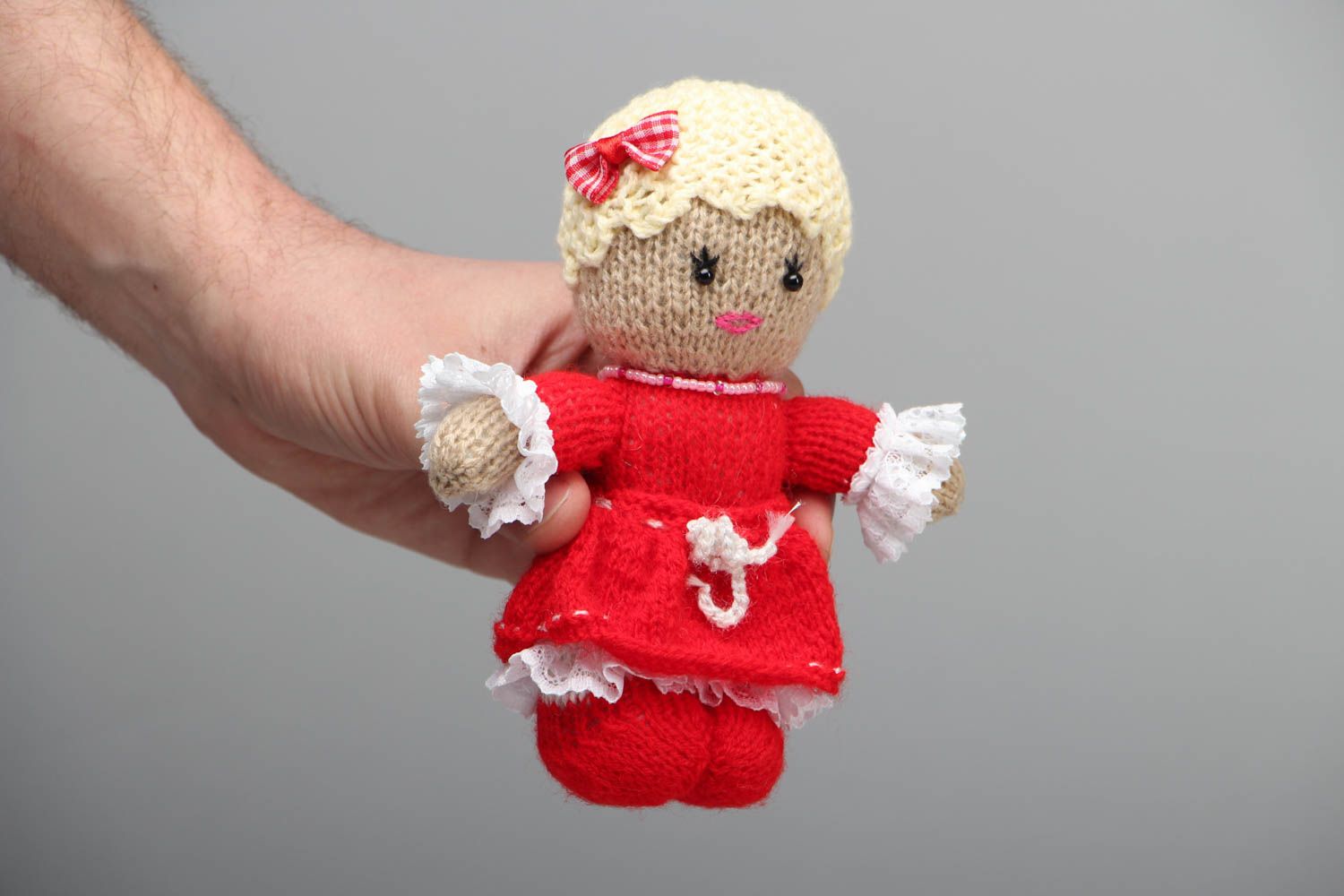Beautiful hand knitted toy Girl photo 4