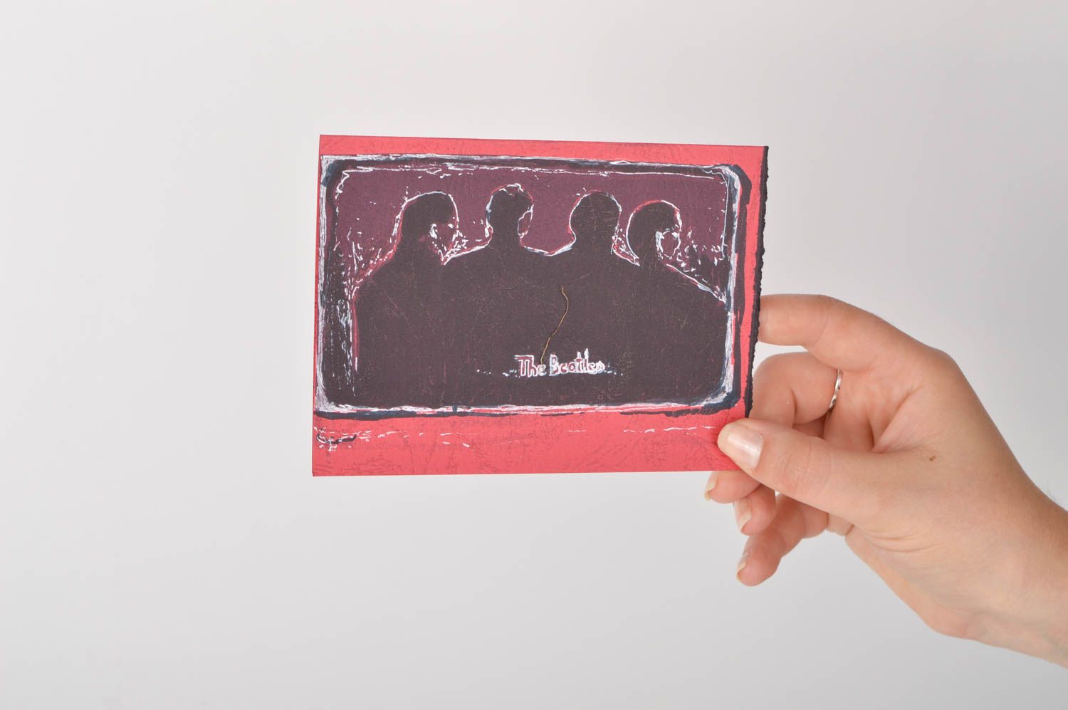 Открытка ручной работы необычный подарок поздравительная открытка черно-красная фото 4