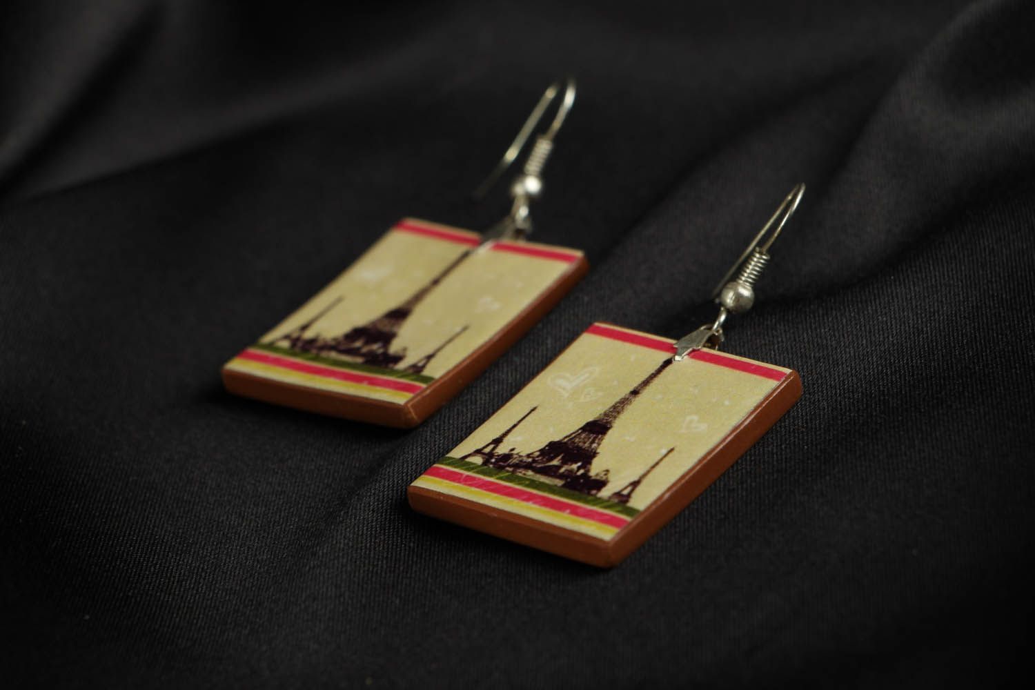 Earrings with a painting of Paris  photo 2