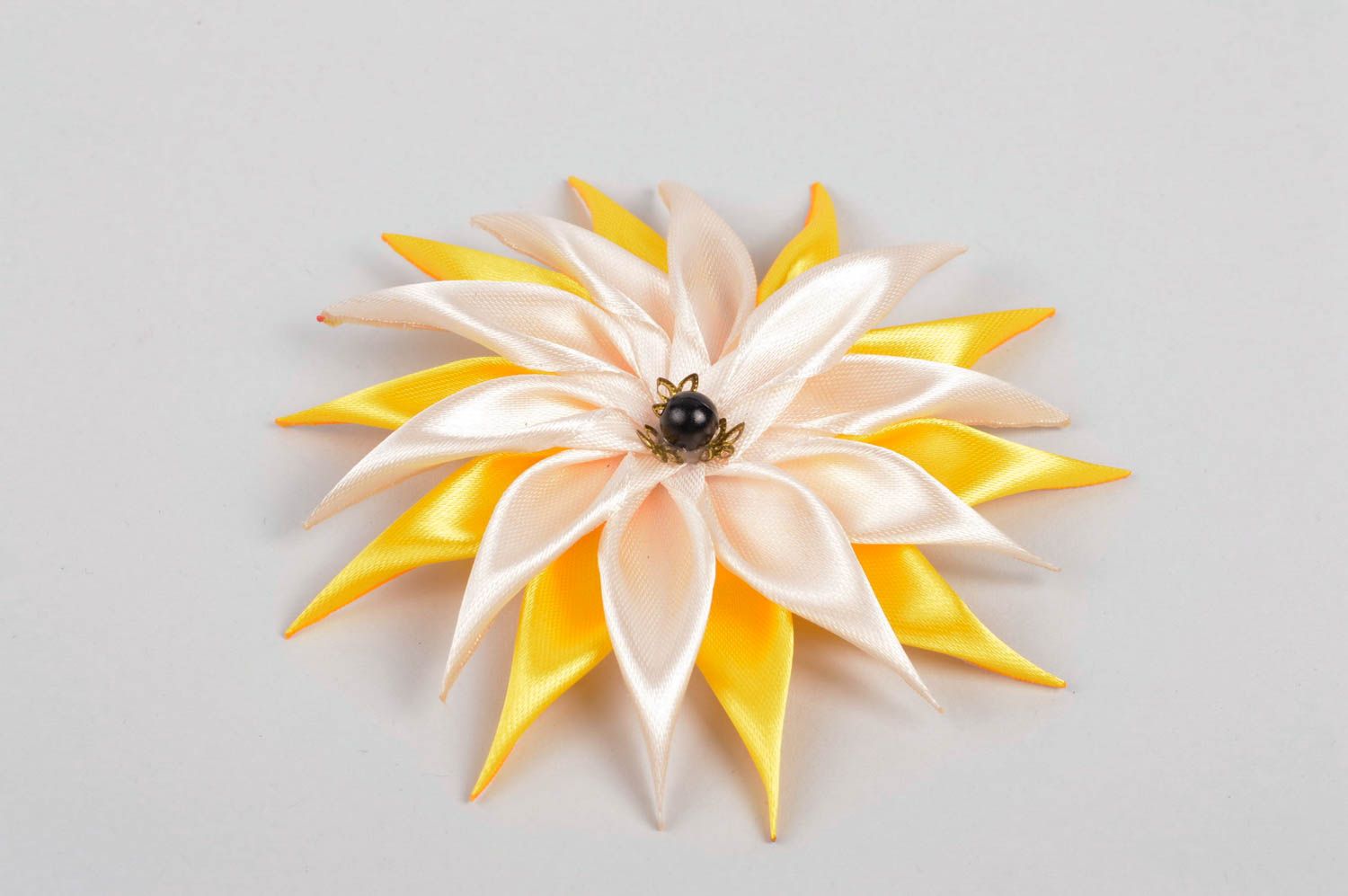 Gelb weiße Blume Haarspange handgemachter Schmuck Accessoire für Mädchen grell  foto 2