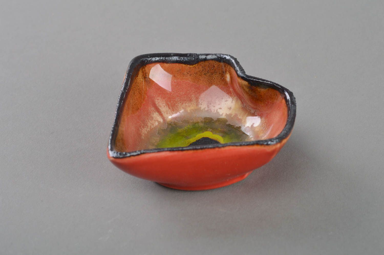 Unusual ornamental handmade porcelain bowl painted with glaze ceramic dishware photo 2