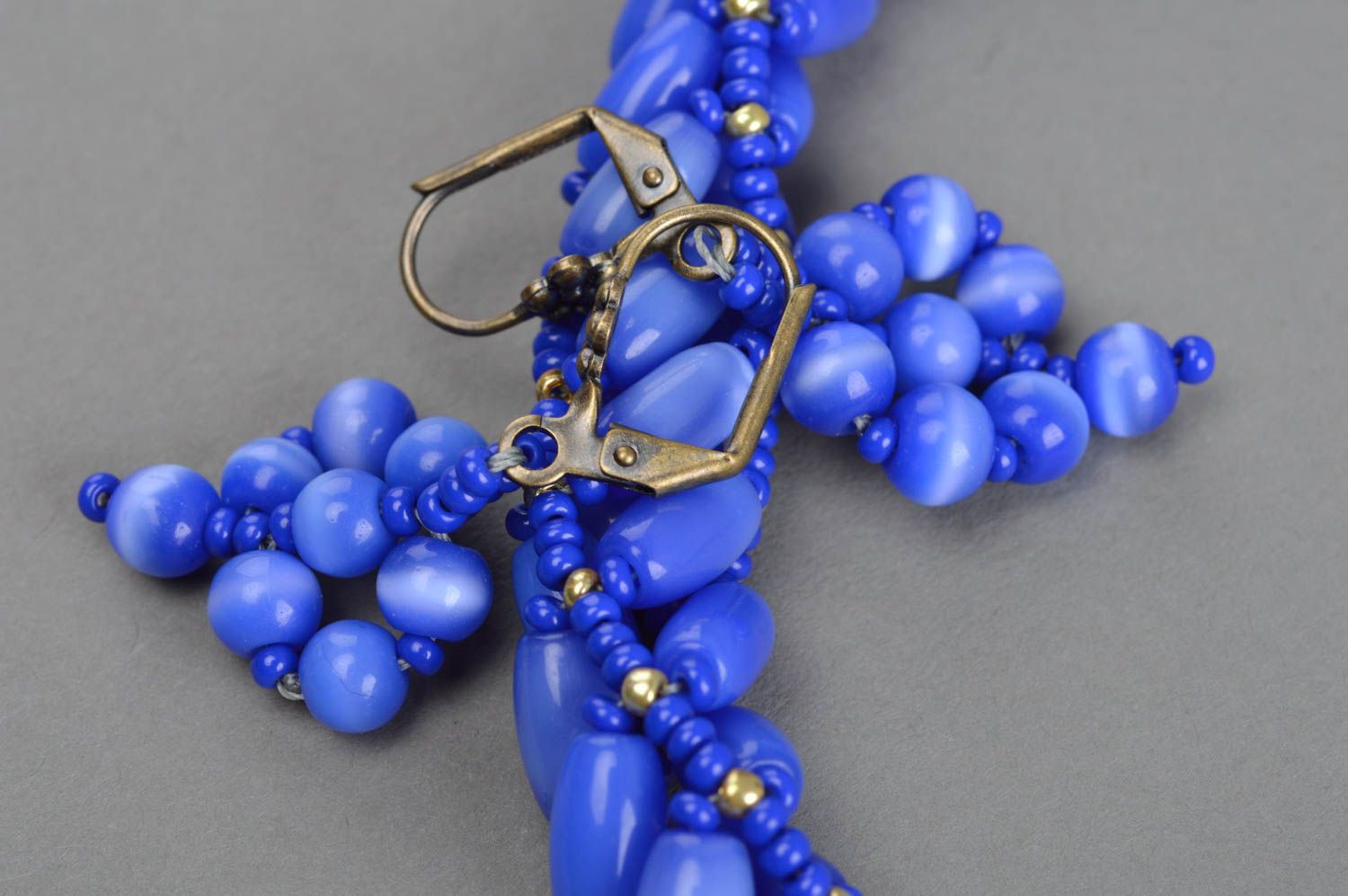 Designer Schmuckset aus echten Steinen Collier und Ohrringe in Blau handmade foto 5