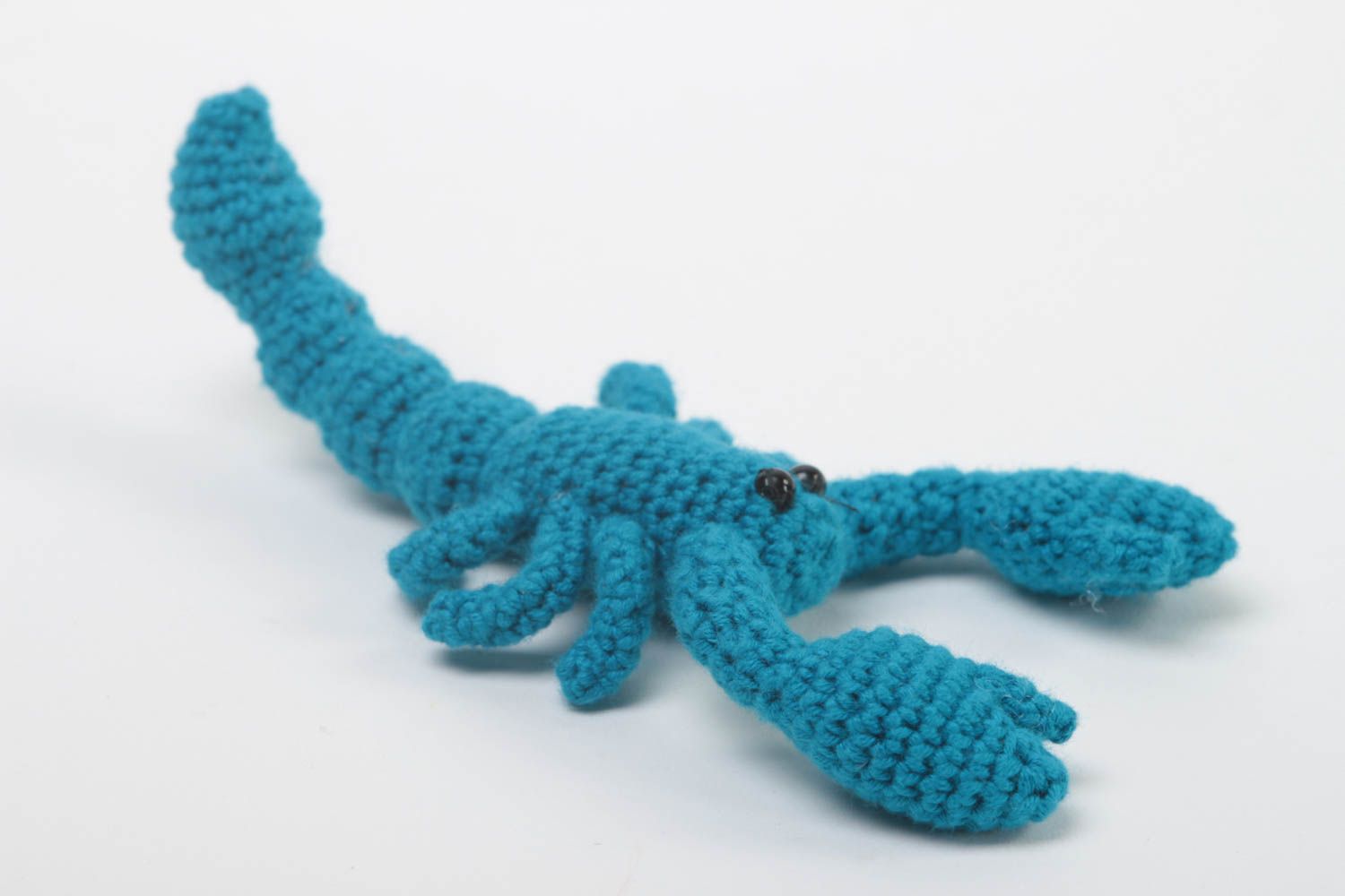 Jouet enfant Peluche tricotée fait main Cadeau original scorpion bleu mou photo 2
