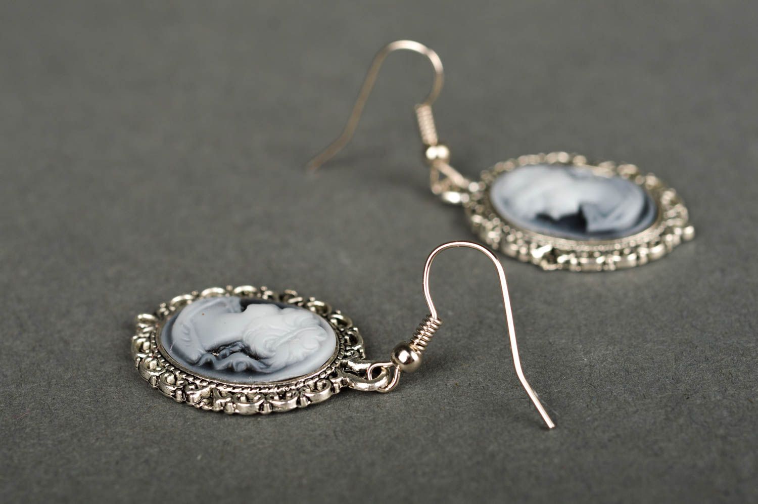 Handmade long earrings accessory for women earrings with cameo handmade present photo 4