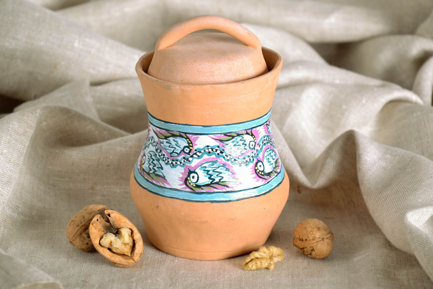 20 oz handmade ceramic jar for spices and cereals with lid 1 lb photo 1