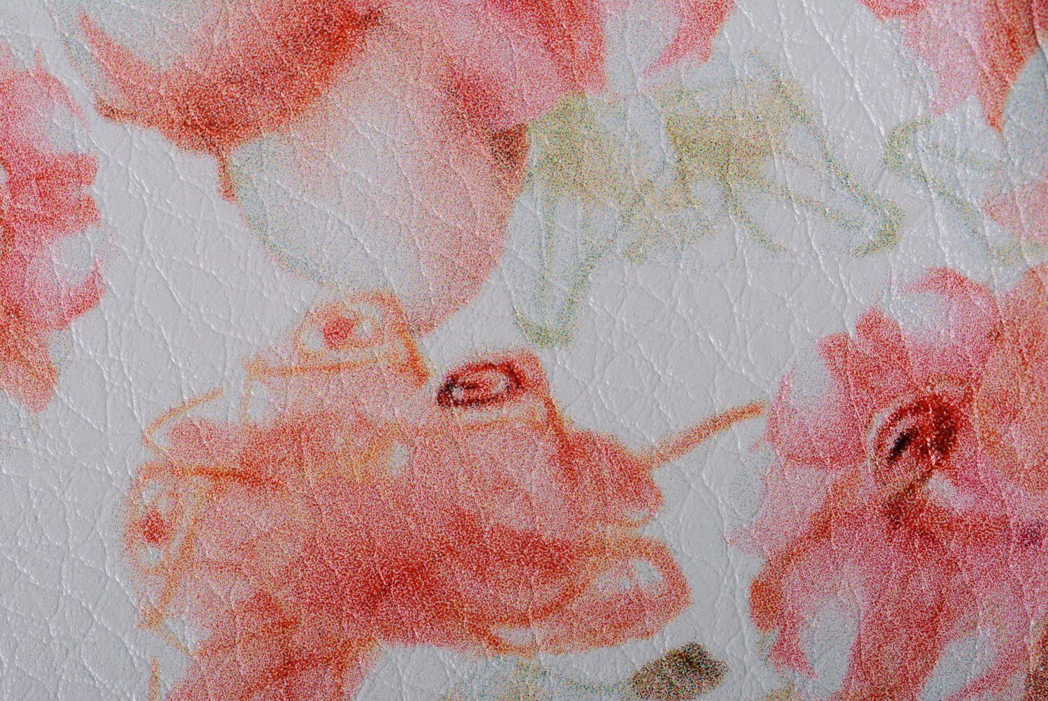 Couverture de passeport en cuir blanche aux motifs floraux imprimés faite main  photo 3